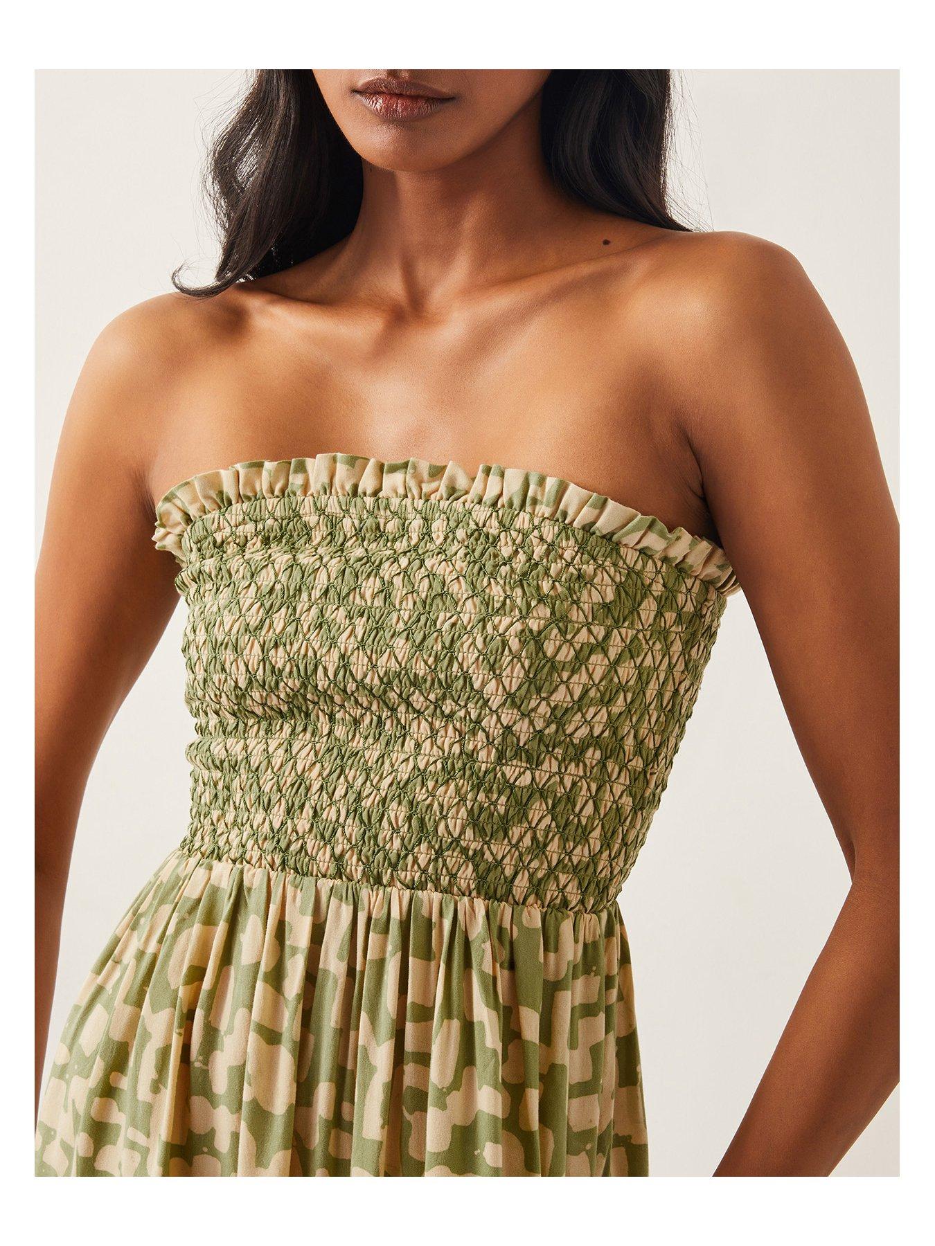 Image 5 of 5 of Monsoon Ania Geometric Bandeau Dress - Green