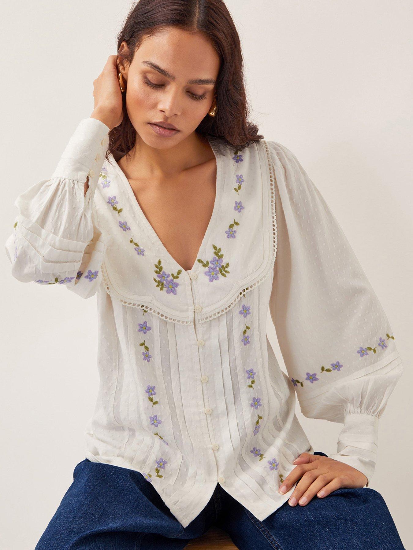 undefined Matilda Embellished Blouse - Ivory
