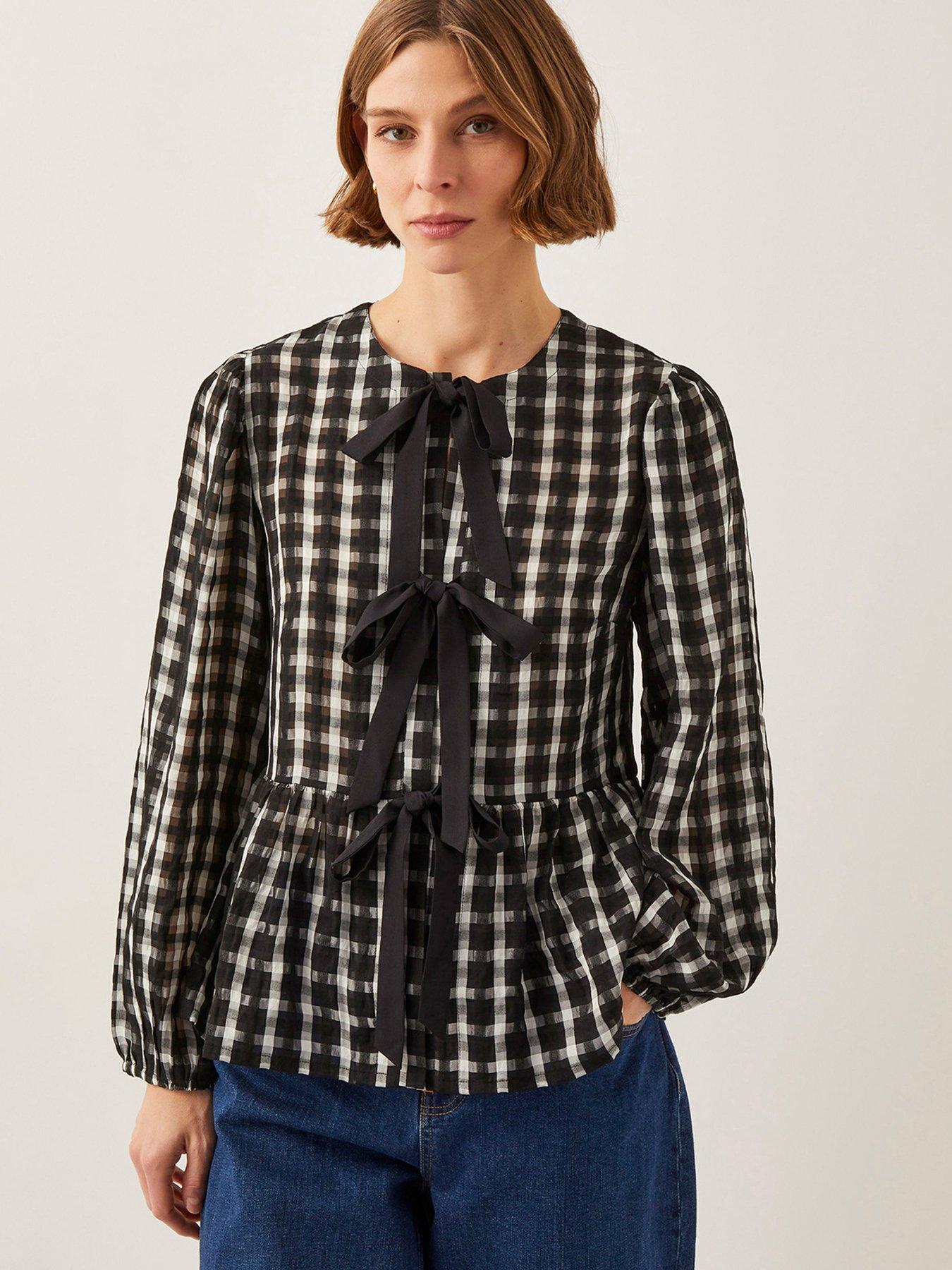 undefined Violet Check Blouse - Black