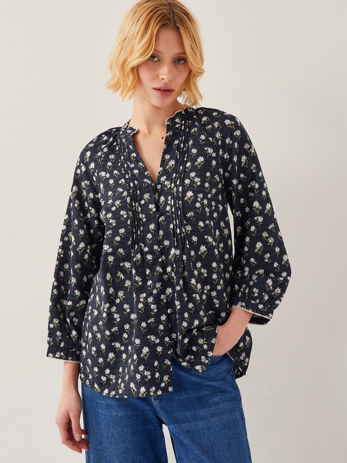 undefined Orielle Print Top - Black