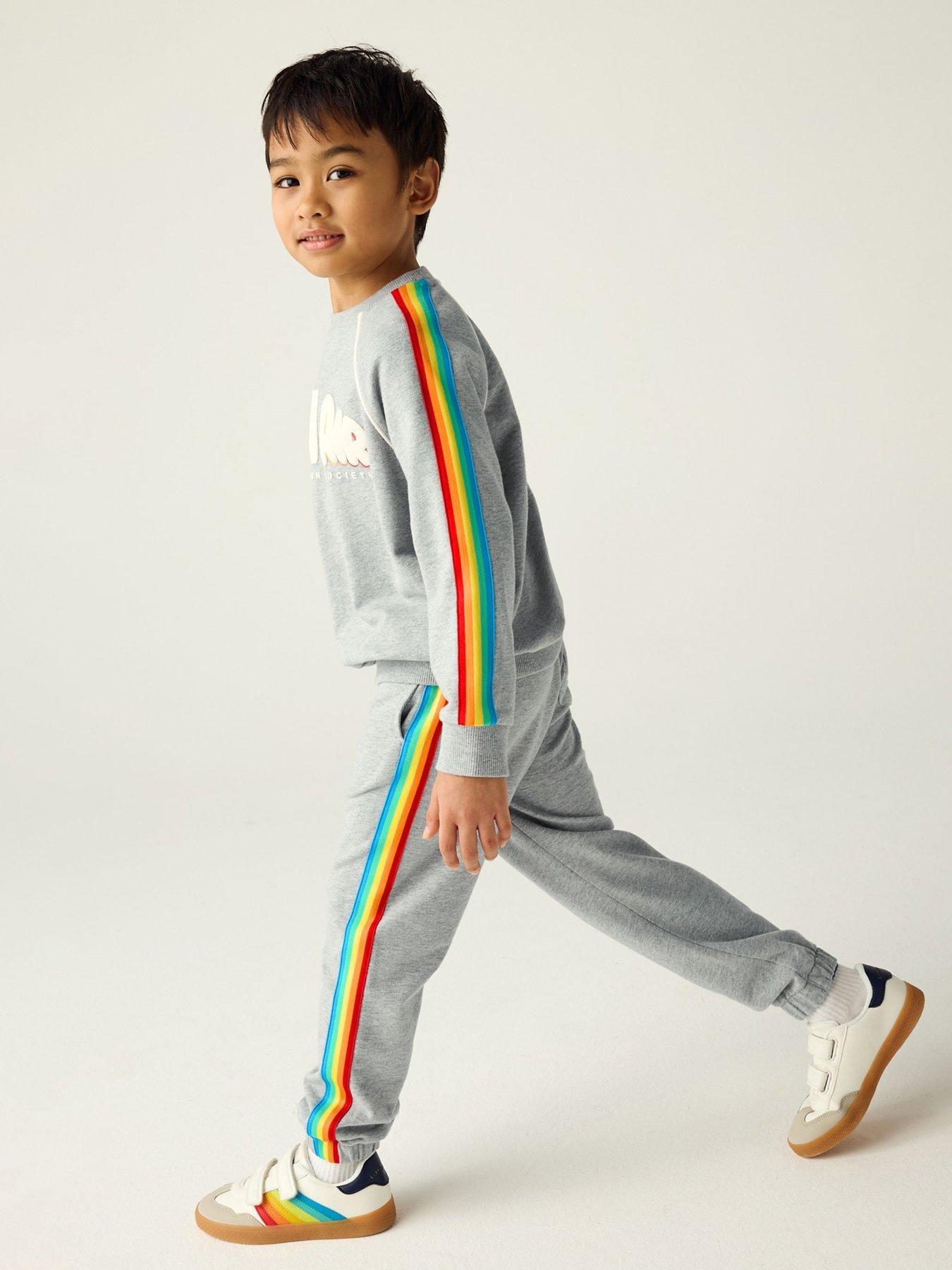 undefined Kids Fresh Air Rainbow Sweat Set - Grey