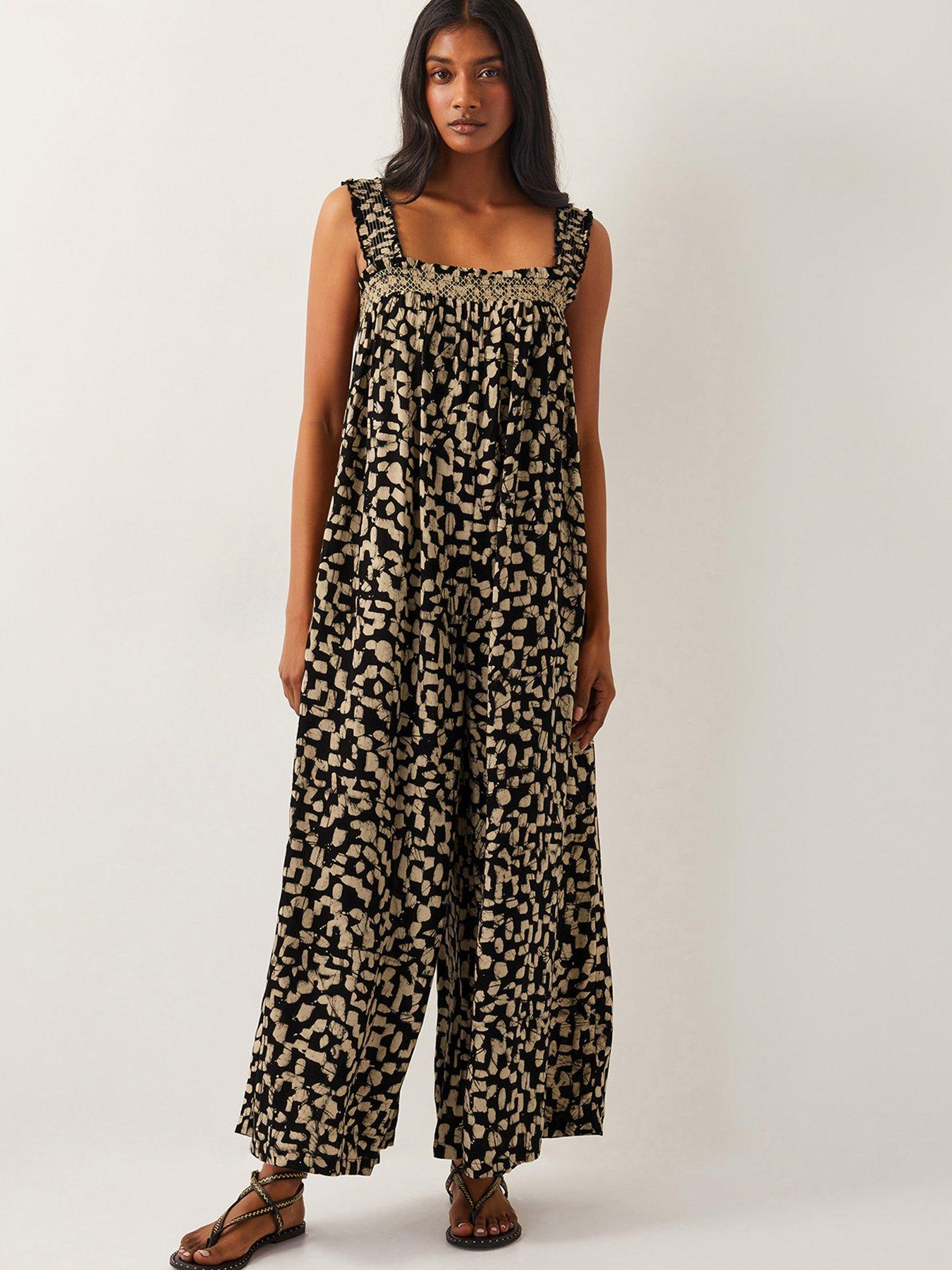 undefined Ania Print Jumpsuit - Black