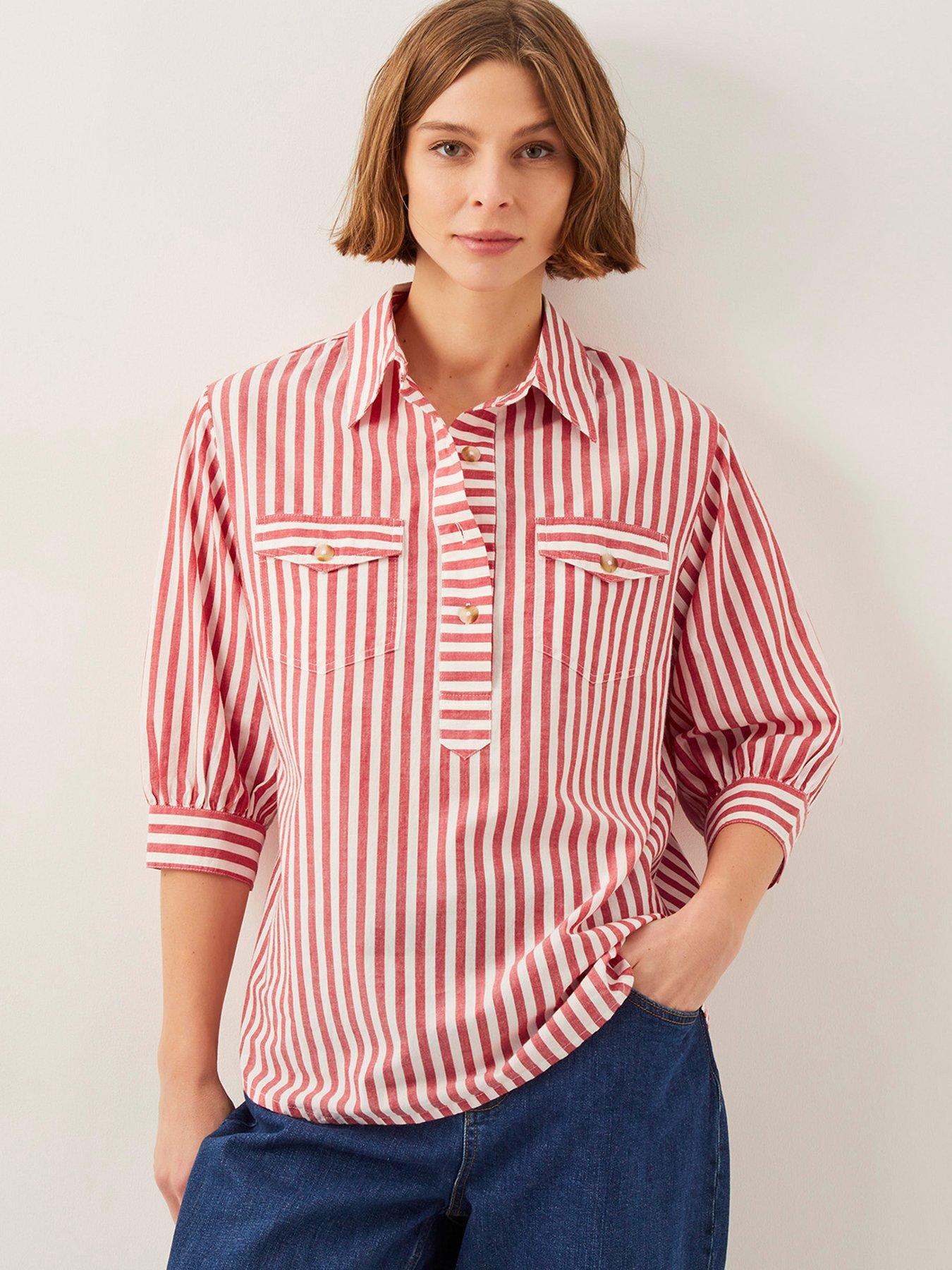 undefined Liv Stripe Shirt - Red