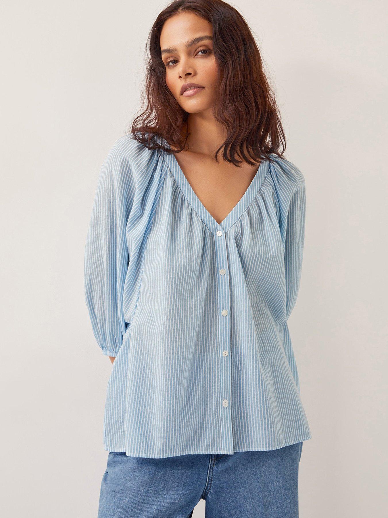 undefined Avery Stripe Blouse - Blue