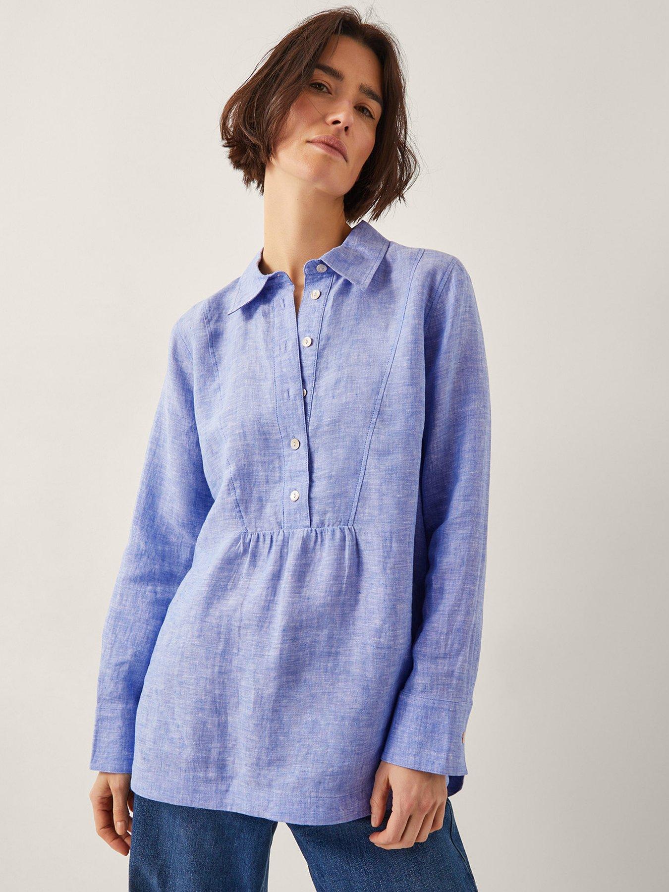 undefined Lola Linen Top - Blue
