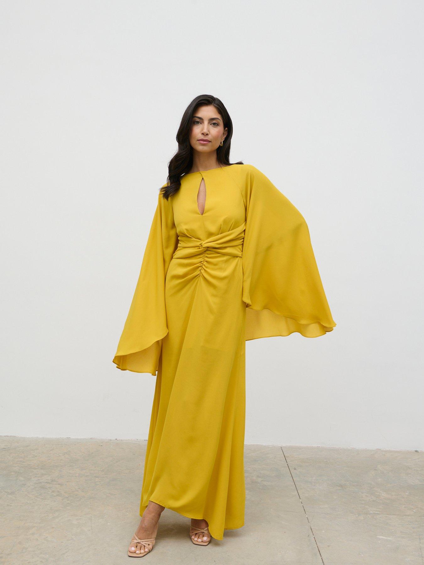 undefined Ellison Cape Knot Maxi Dress - Yellow