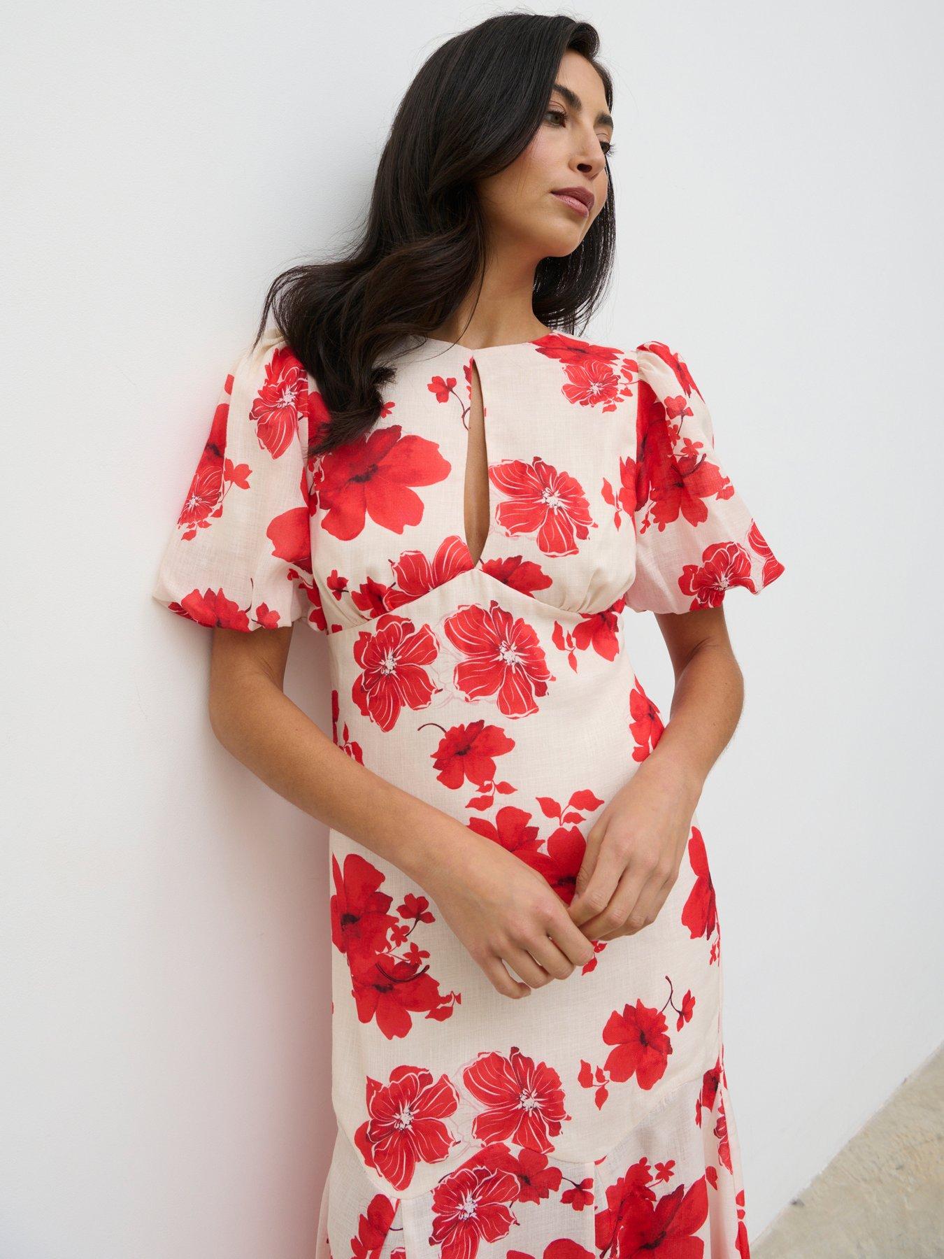 Image 2 of 4 of Pretty Lavish Lottie Printed Linen Puff Sleeve Dress