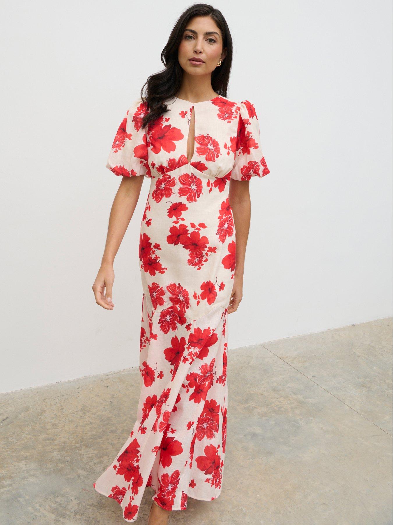 Image 3 of 4 of Pretty Lavish Lottie Printed Linen Puff Sleeve Dress