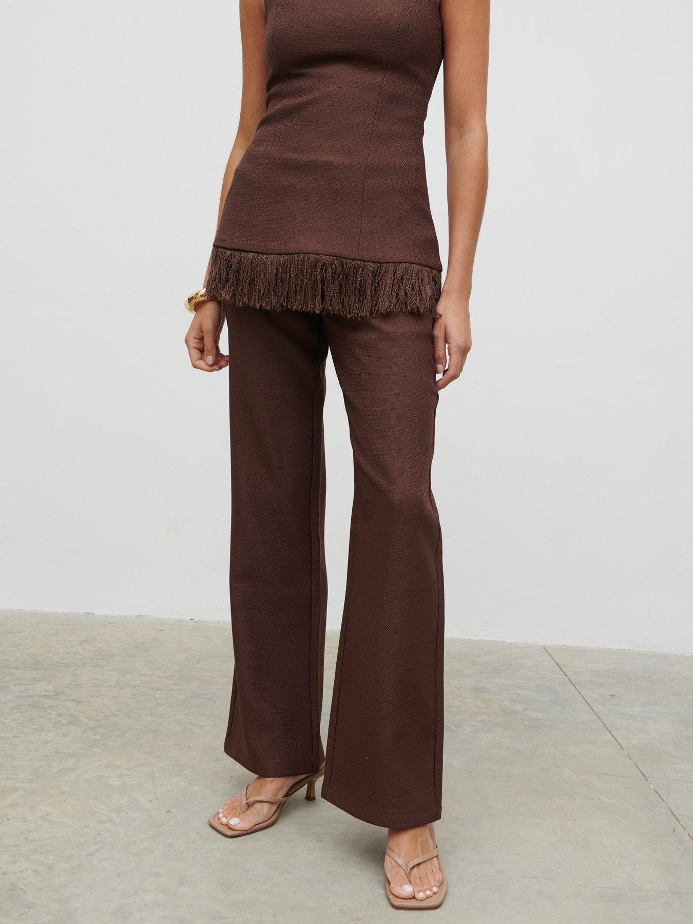 Pretty Lavish Verona Straight Leg Trouser - Brown