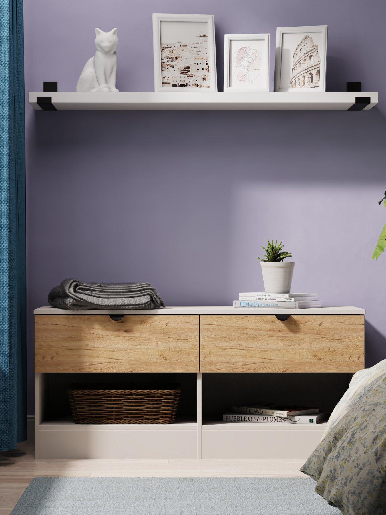 undefined Nefeli Ready Assembled 2 Drawer Double Chest - Oak/Taupe