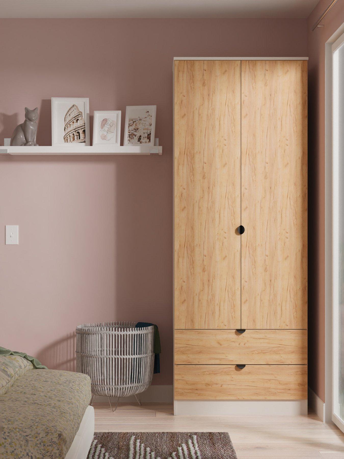 Image 1 of 7 of SWIFT Nefeli&nbsp;Ready Assembled&nbsp;2 Door, 2 Drawer Wardrobe - Oak/Taupe