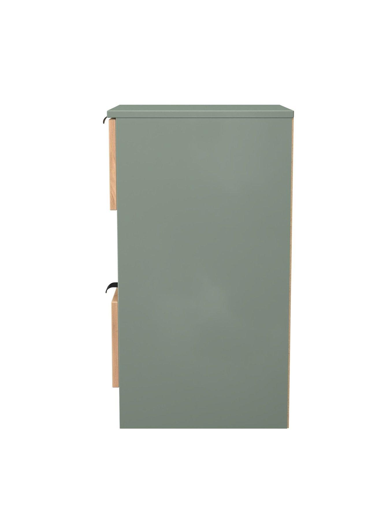 Image 6 of 6 of SWIFT Nefeli&nbsp;Ready Assembled 2 Drawer Bedside Table - Green/Oak