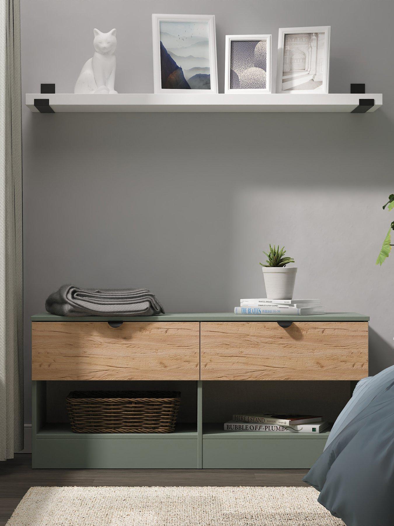 undefined Nefeli Ready Assembled 2 Drawer Double Chest - Green/Oak