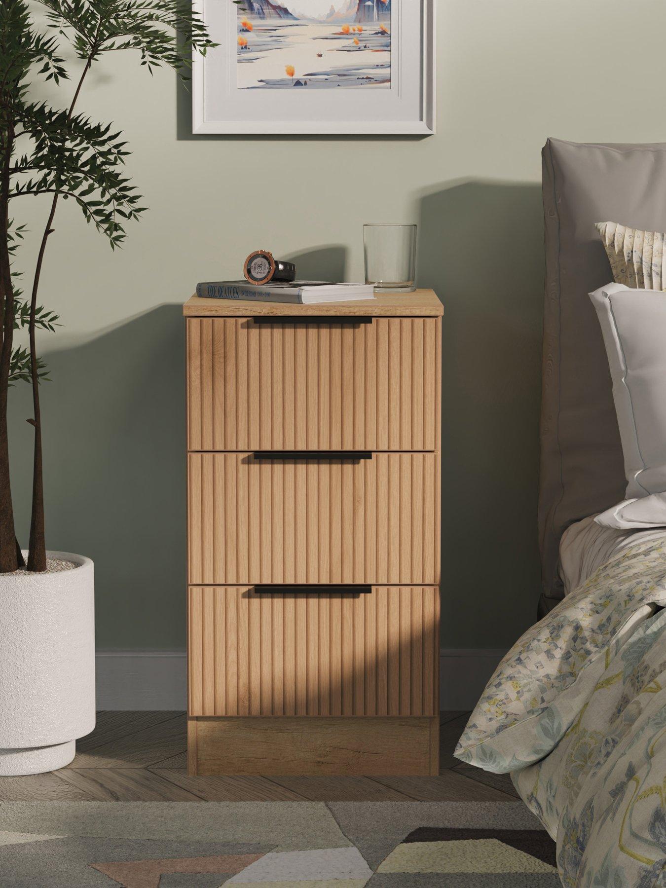 Image of SWIFT Lane Ready Assembled 3 Drawer Bedside Table