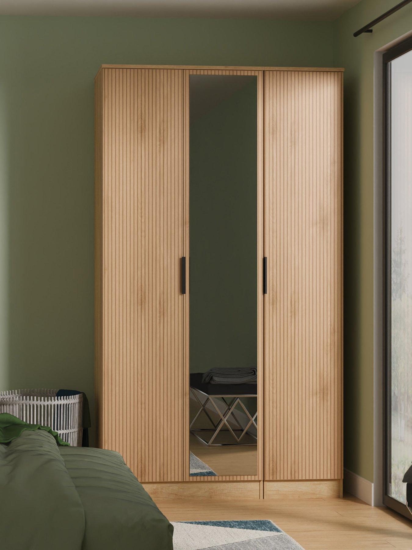 SWIFT Lane Part Assembled 3 Door Mirrored Wardrobe