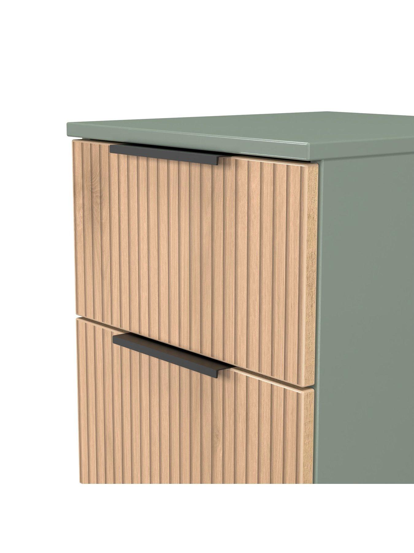 Image 4 of 6 of SWIFT Lane Ready Assembled 3 Drawer Bedside Table - Green