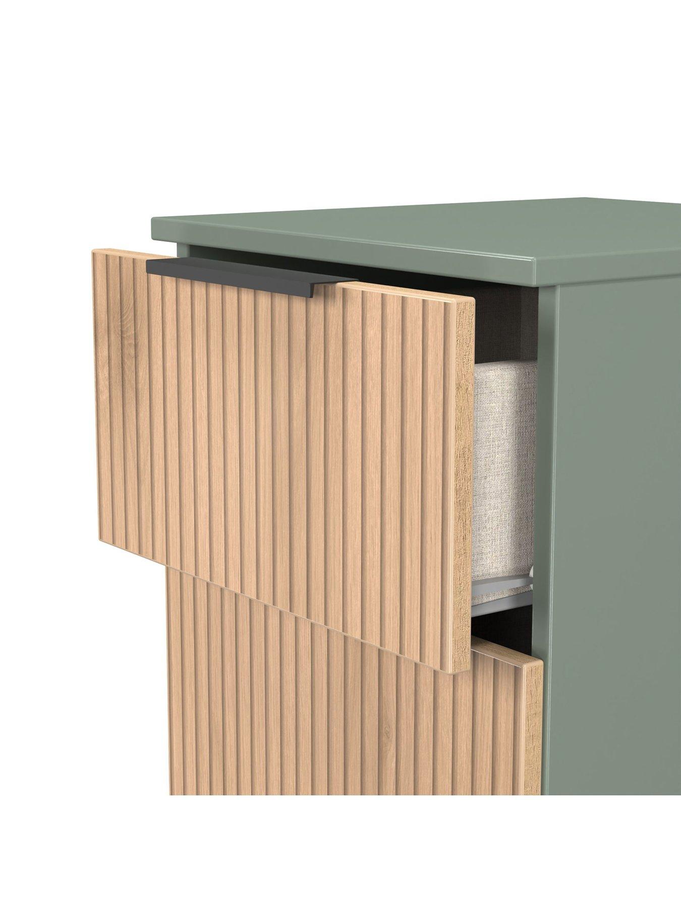 Image 5 of 6 of SWIFT Lane Ready Assembled 3 Drawer Bedside Table - Green