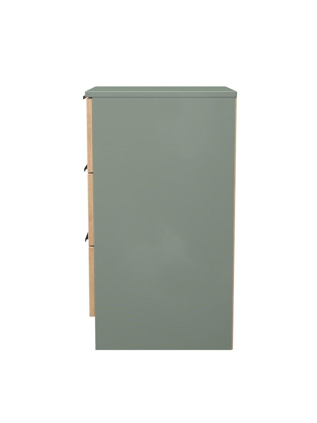 Image 6 of 6 of SWIFT Lane Ready Assembled 3 Drawer Bedside Table - Green