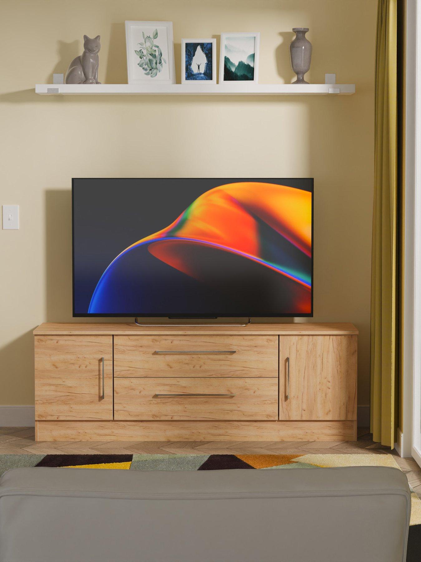 undefined Clarc Ready Assembled 2, Door 2 Drawer Superwide TV Unit - fits up to 65 inch TV - Oak