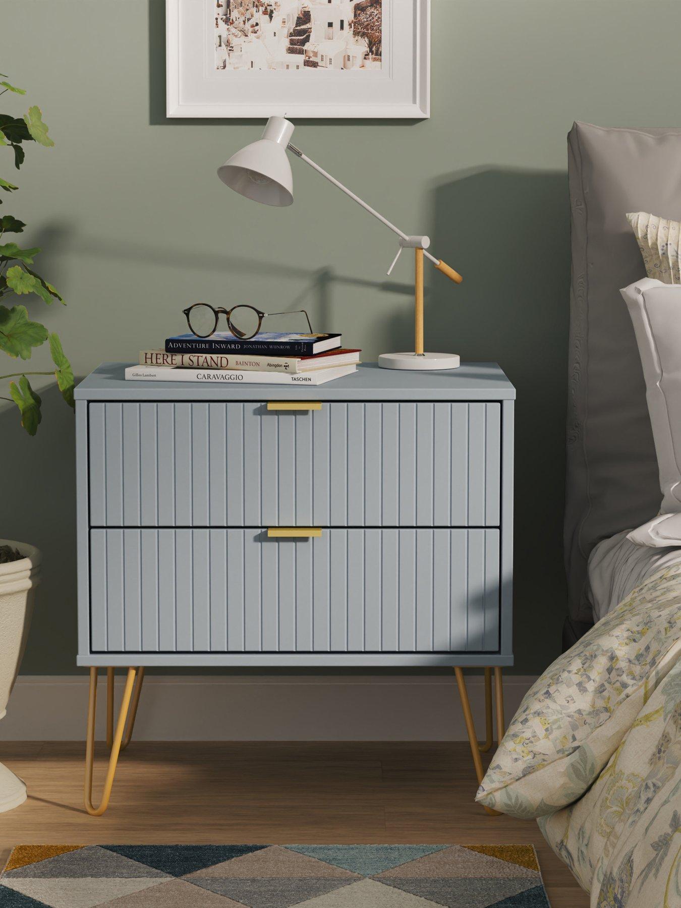 undefined Andie Ready Assembled 2 Drawer Side Table - Blue