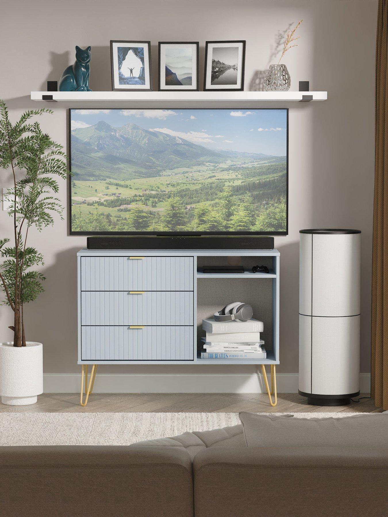 Image 1 of 6 of SWIFT Andie&nbsp;Ready Assembled 3 Drawer TV Unit - Blue