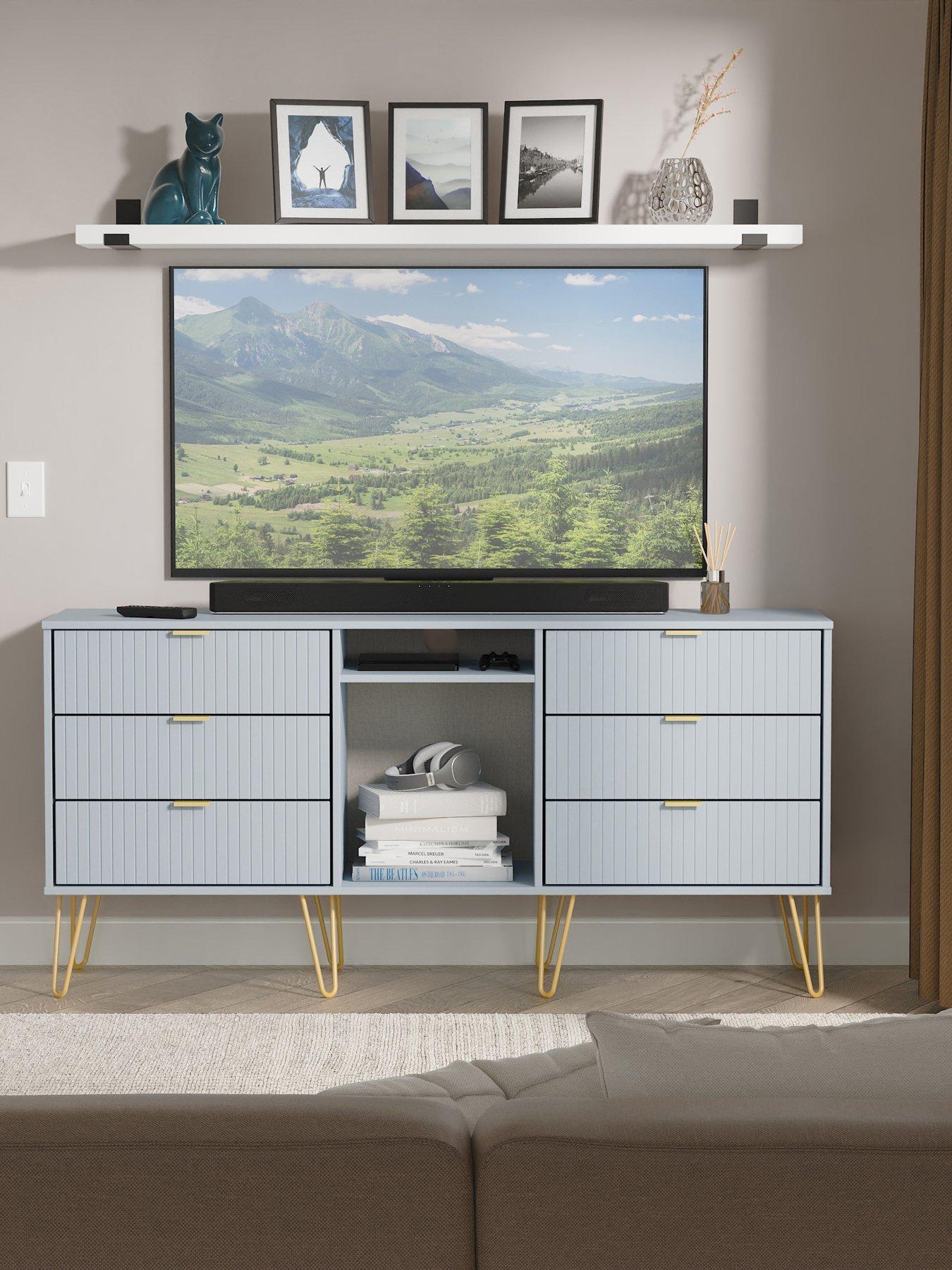 undefined Andie Ready Assembled 6 Drawer Sideboard/TV Unit - Blue