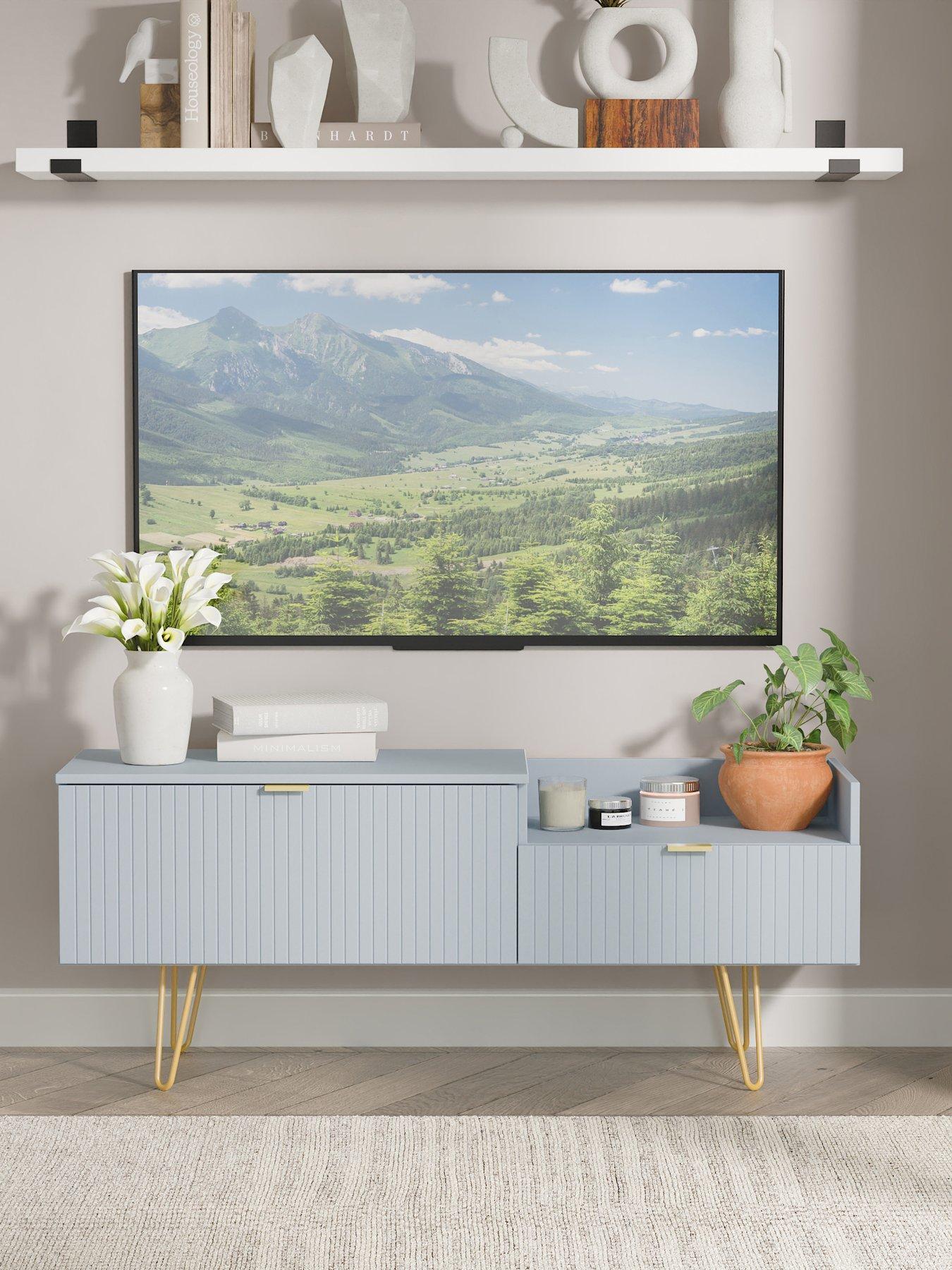Image of SWIFT Andie Ready Assembled 2 Drawer Media TV Unit - Blue