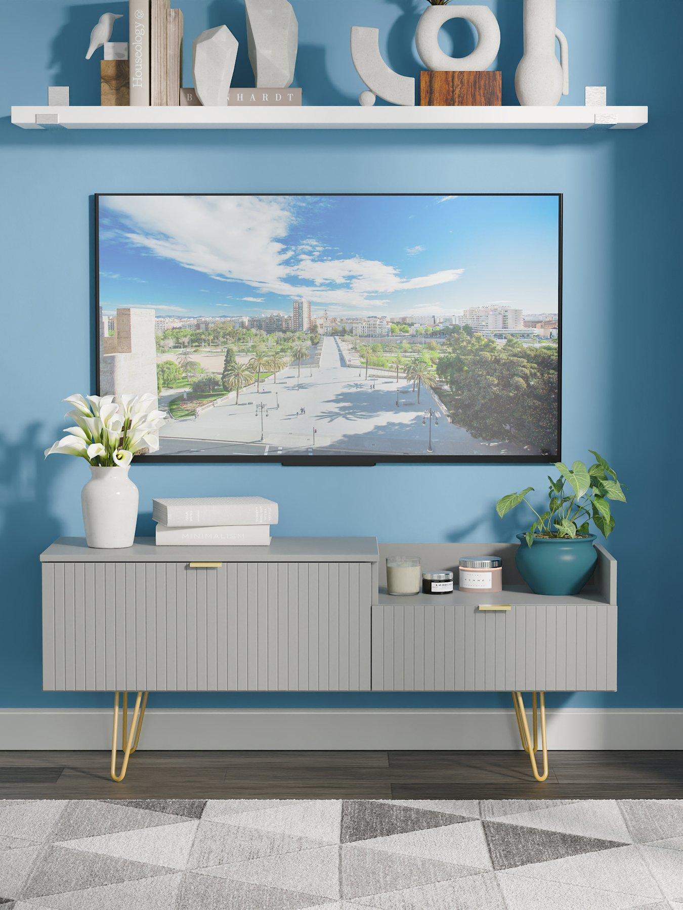 Image of SWIFT Andie Ready Assembled 2 Drawer Media TV Unit - Grey