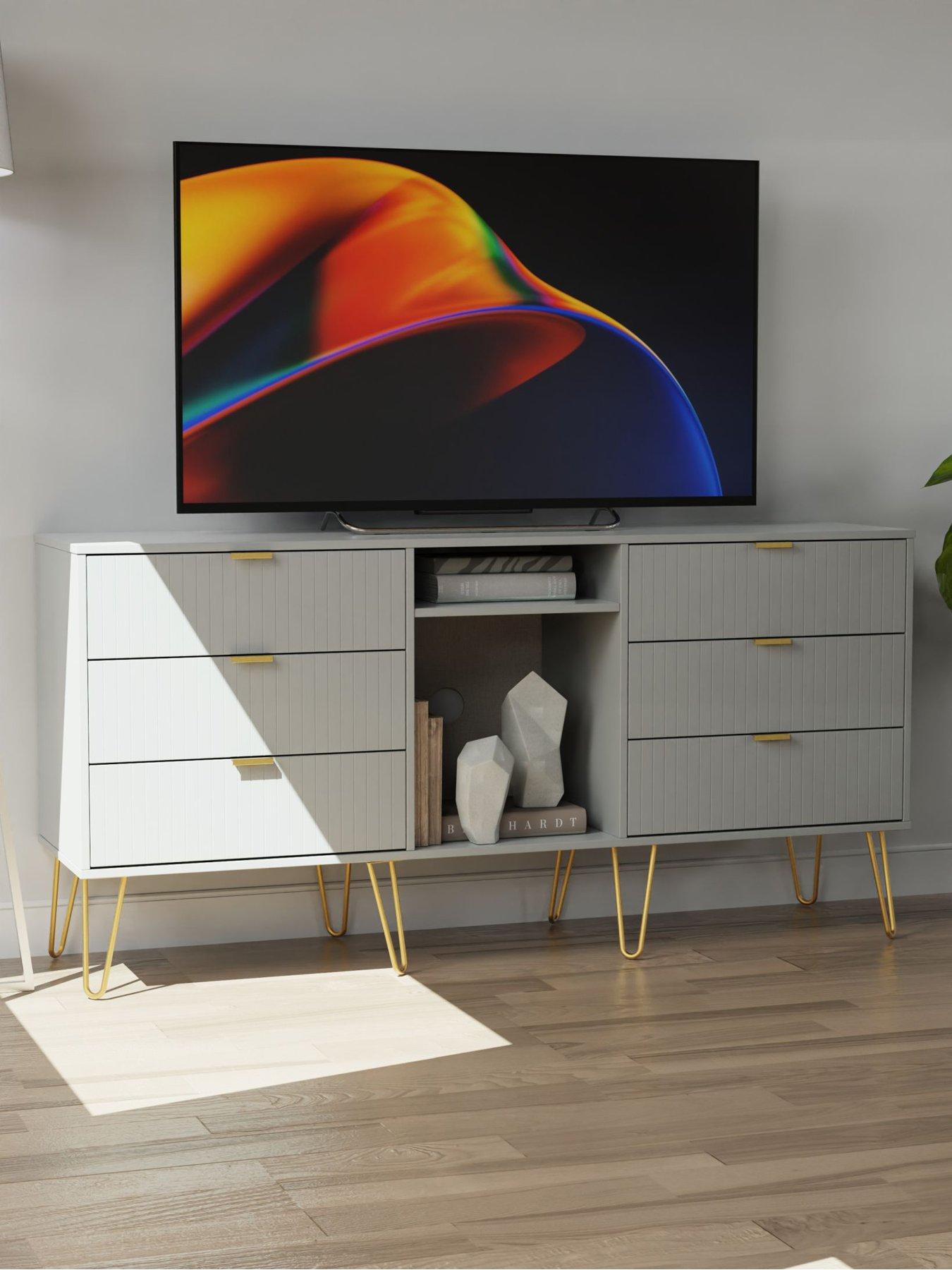 undefined Andie Ready Assembled 6 Drawer Sideboard/TV Unit - Grey