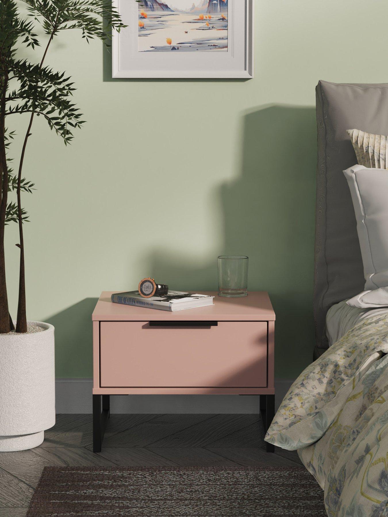 Image 1 of 6 of SWIFT Emerson Ready Assembled&nbsp;1 Drawer Side Table -&nbsp;Pink
