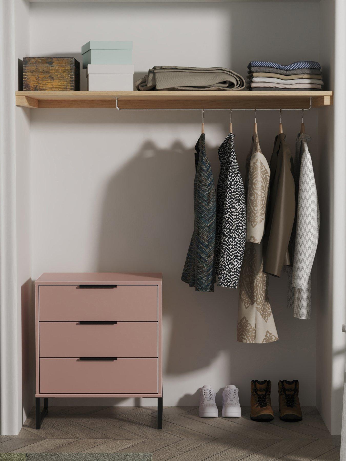 undefined Emerson Ready Assembled 3 Drawer Midi Sideboard - Pink