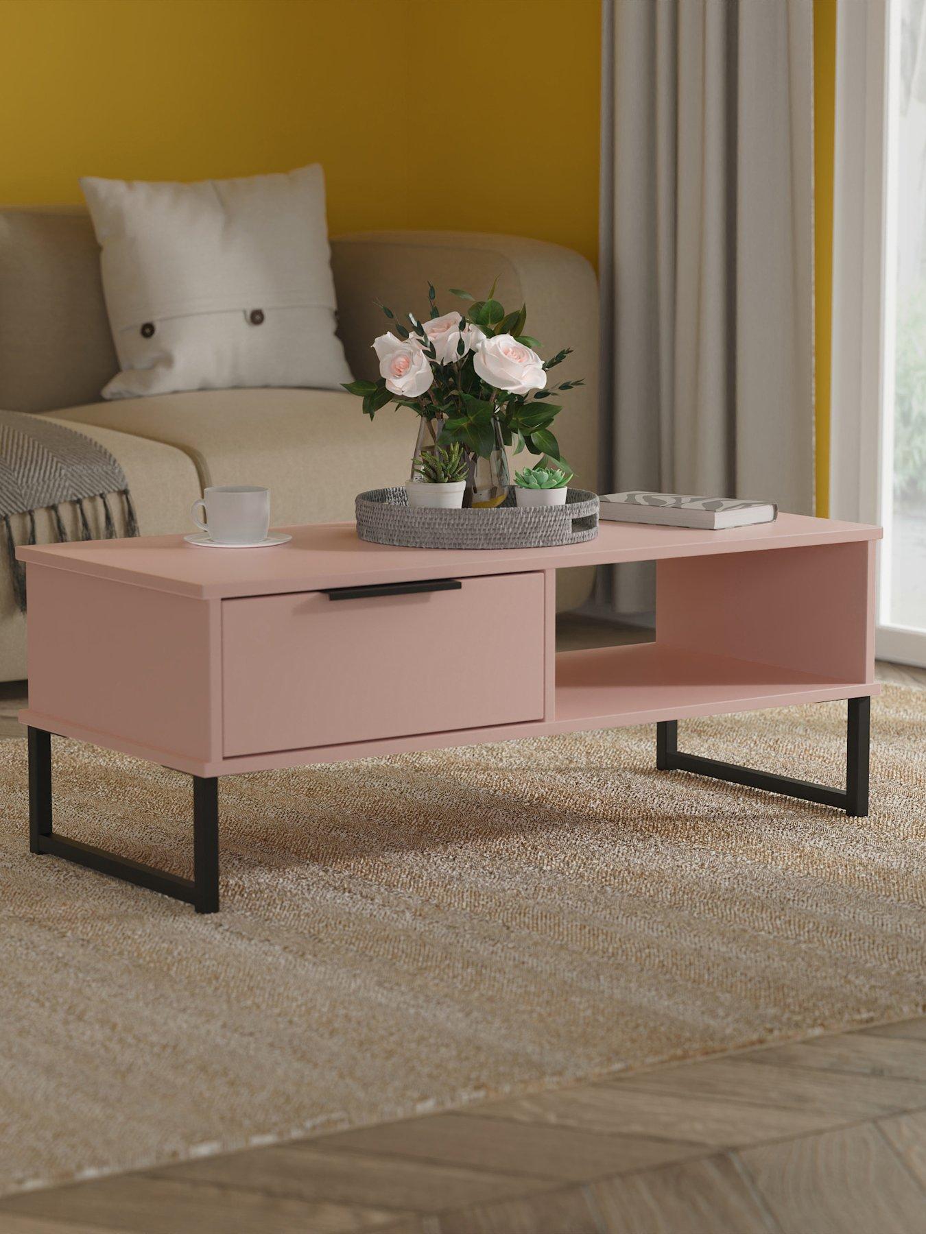Image 1 of 6 of SWIFT Emerson Ready Assembled 1 Drawer Coffee Table - Pink