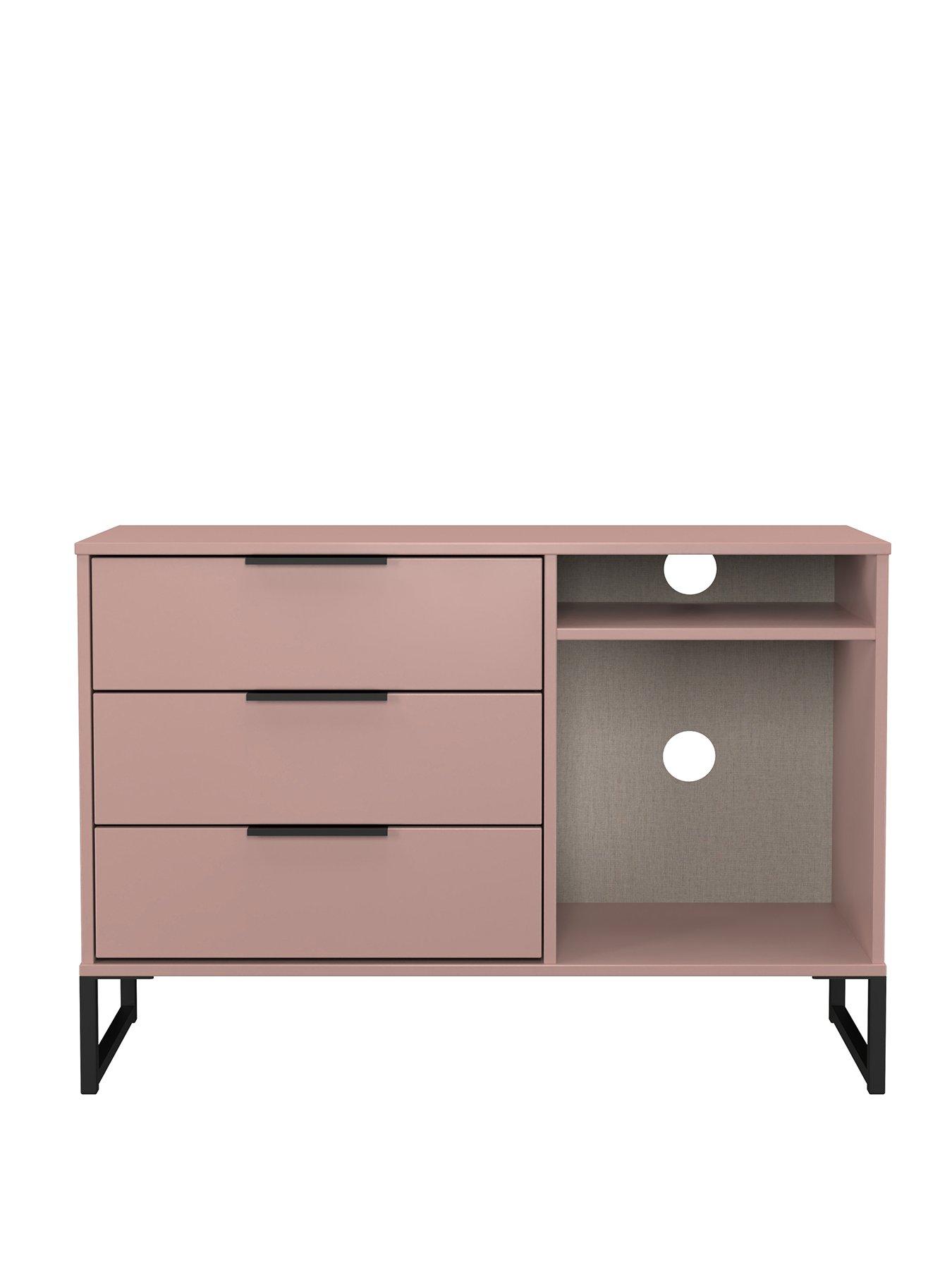 Image 2 of 5 of SWIFT Emerson Ready Assembled 3 Drawer Sideboard/TV&nbsp;Unit - Pink