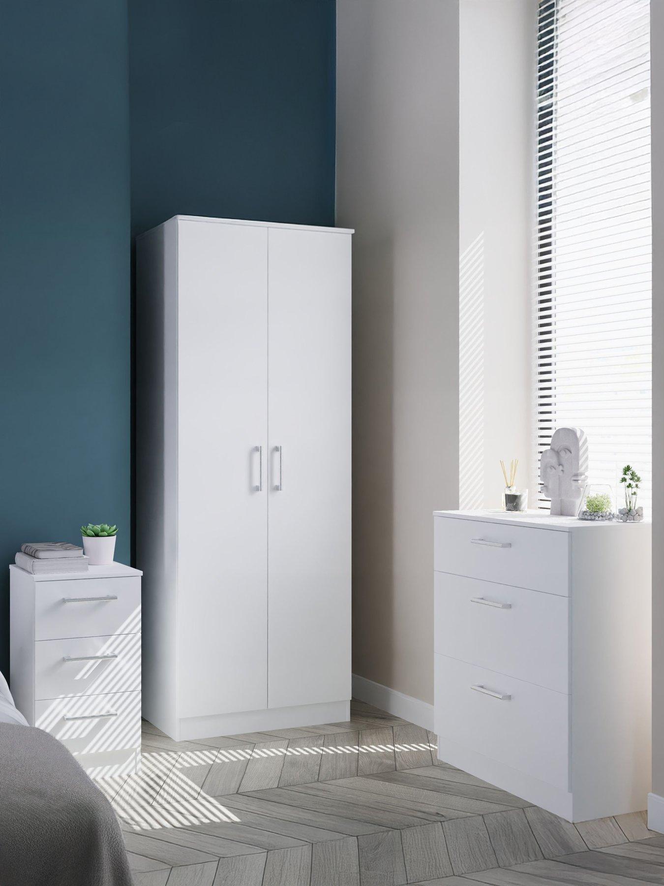 SWIFT Chester Ready Assembled Bedroom Furniture Package - 2 Door Wardrobe, 3 Drawer Chest and 3 Bedside Table