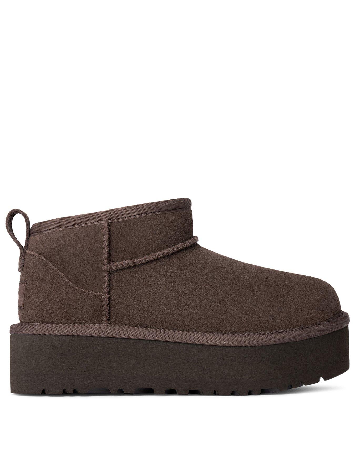 UGG K-Classic Ultra Mini Platform Boots & -Dark Brown, Brown, Size 12 Younger