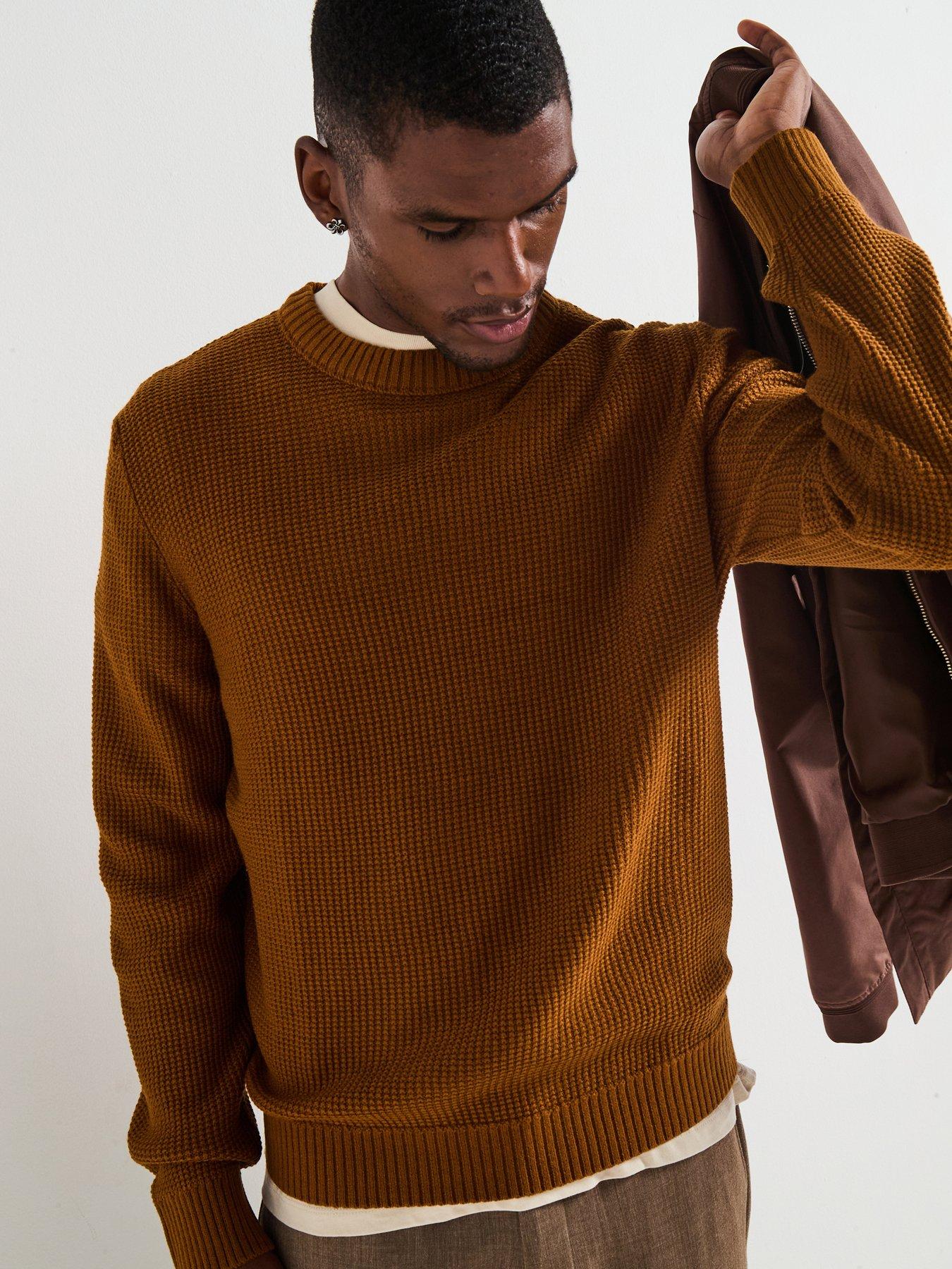 Jack & Jones Roy Knit Crew Neck Knitted Jumper - Brown