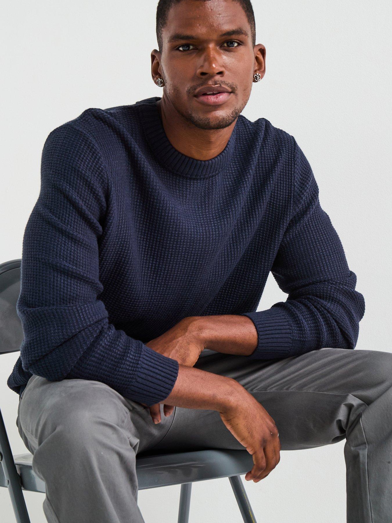 Jack & Jones Roy Knit Crew Neck Knitted Jumper - Navy