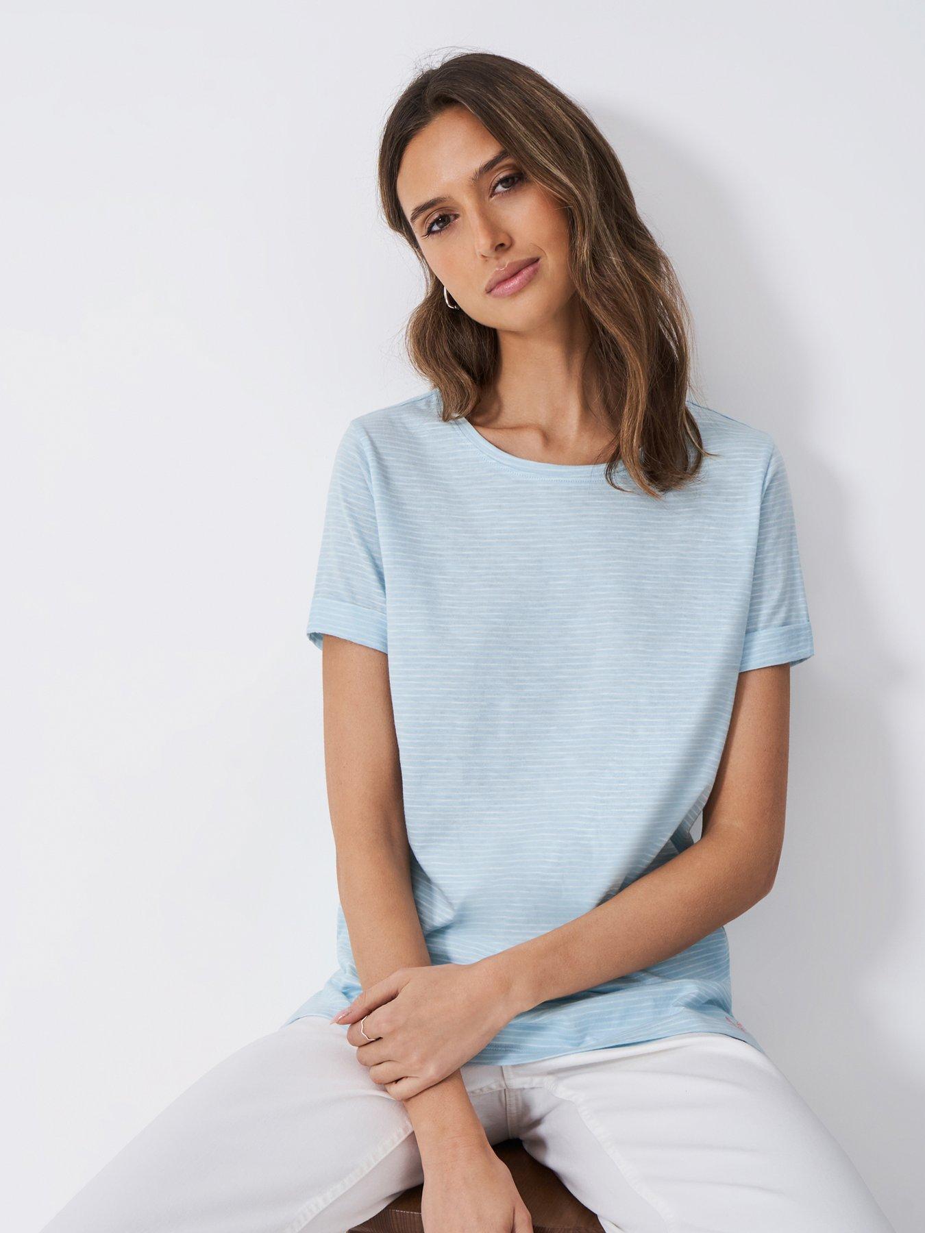 undefined Stripe Neck Stripe Tee - Blue