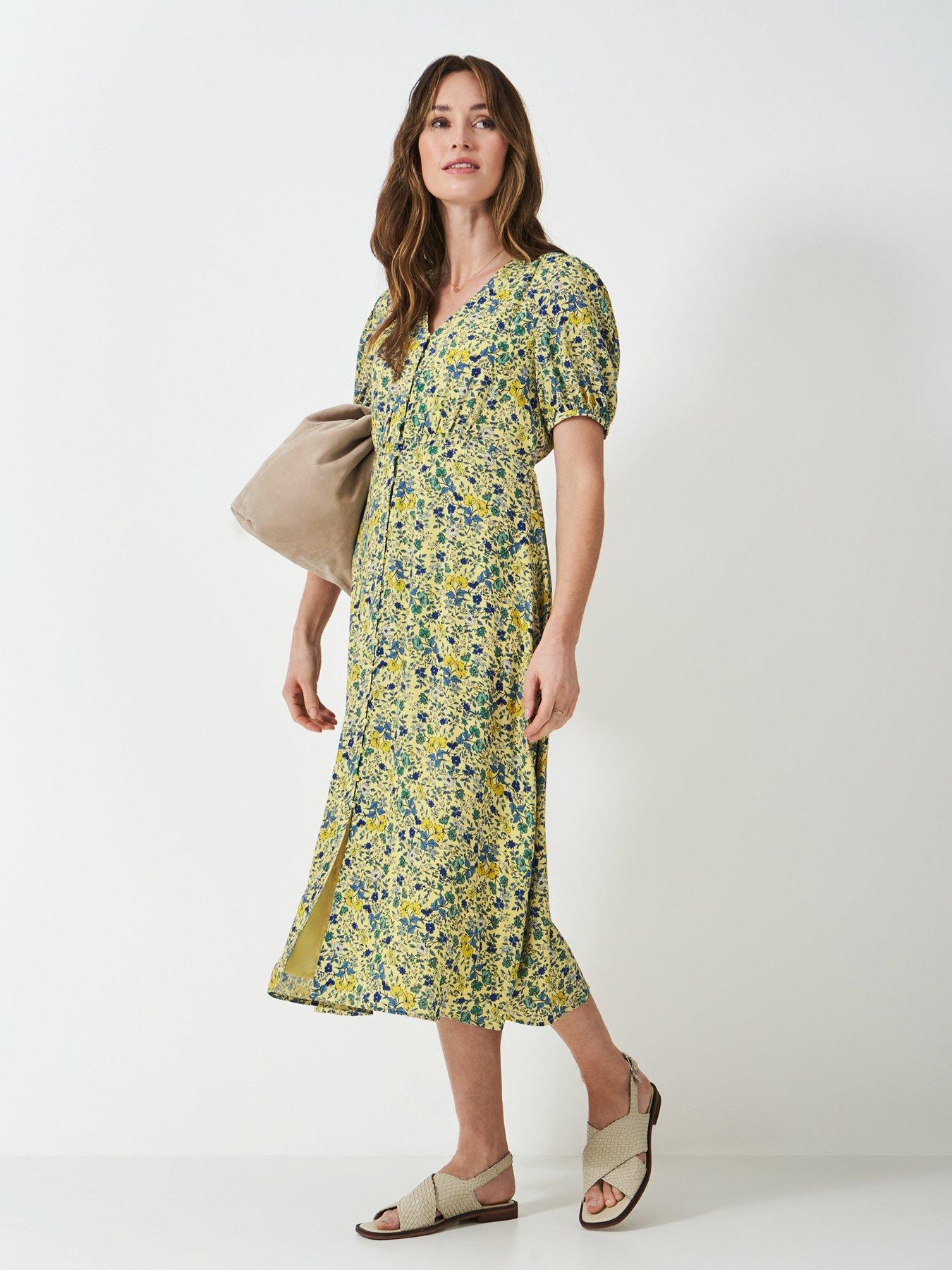 undefined Lola Short-Sleeved Tea Dress - Yellow