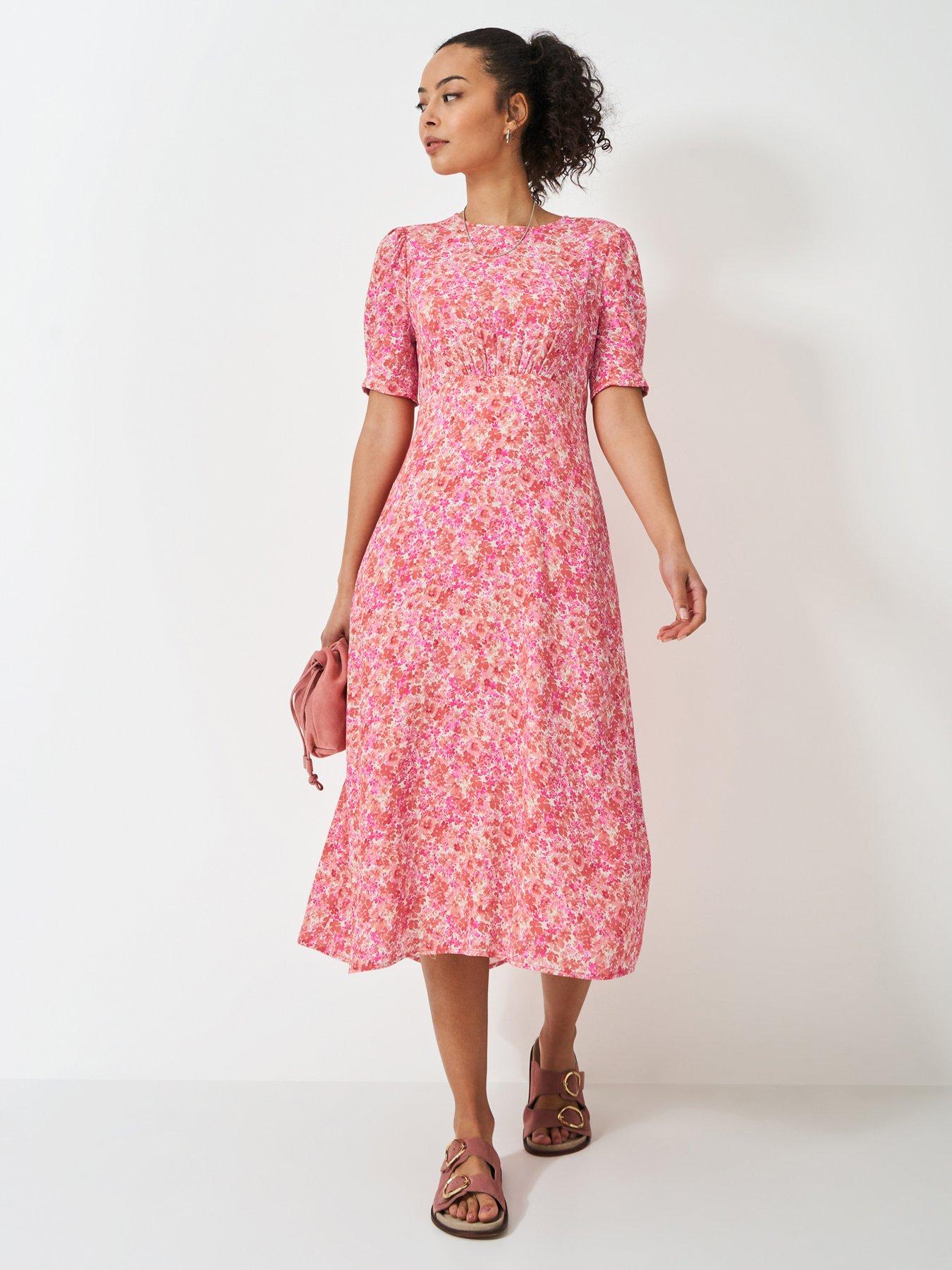 undefined Ella Short-Sleeved Printed Tea Dress - Pink