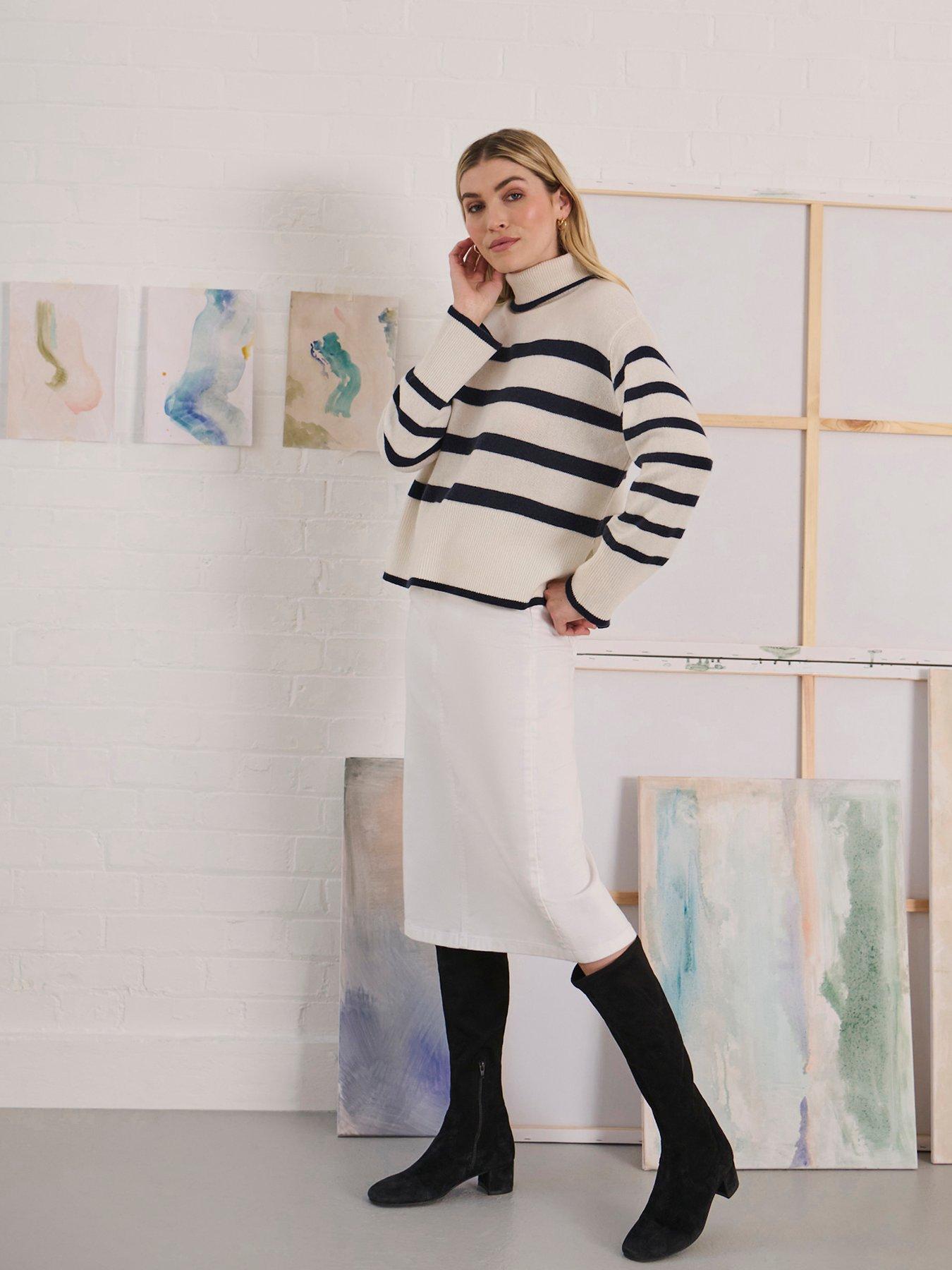 undefined Mia Denim Midi Skirt - White