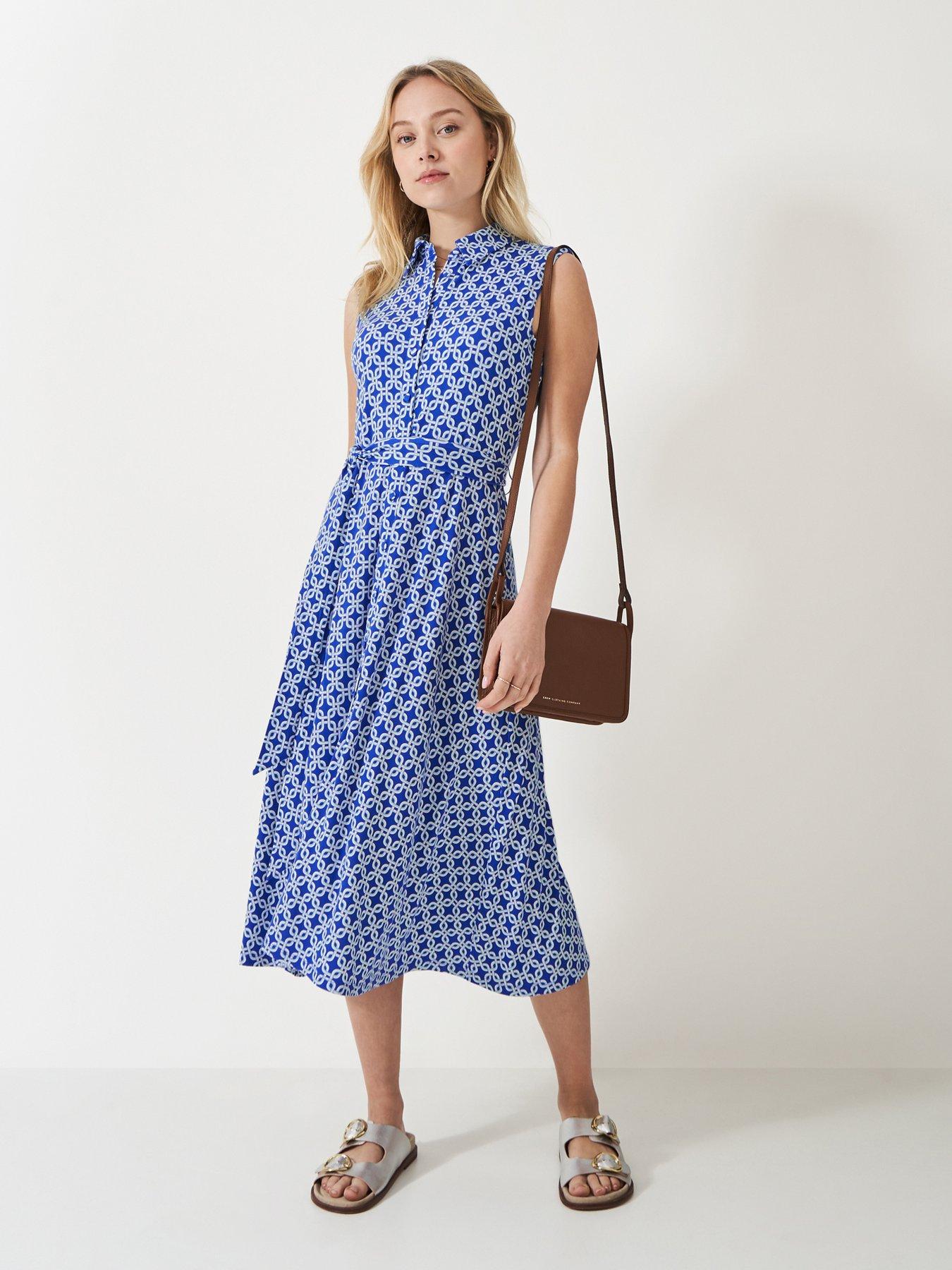undefined Emma Sleeveless Jersey Shirt Dress - Blue