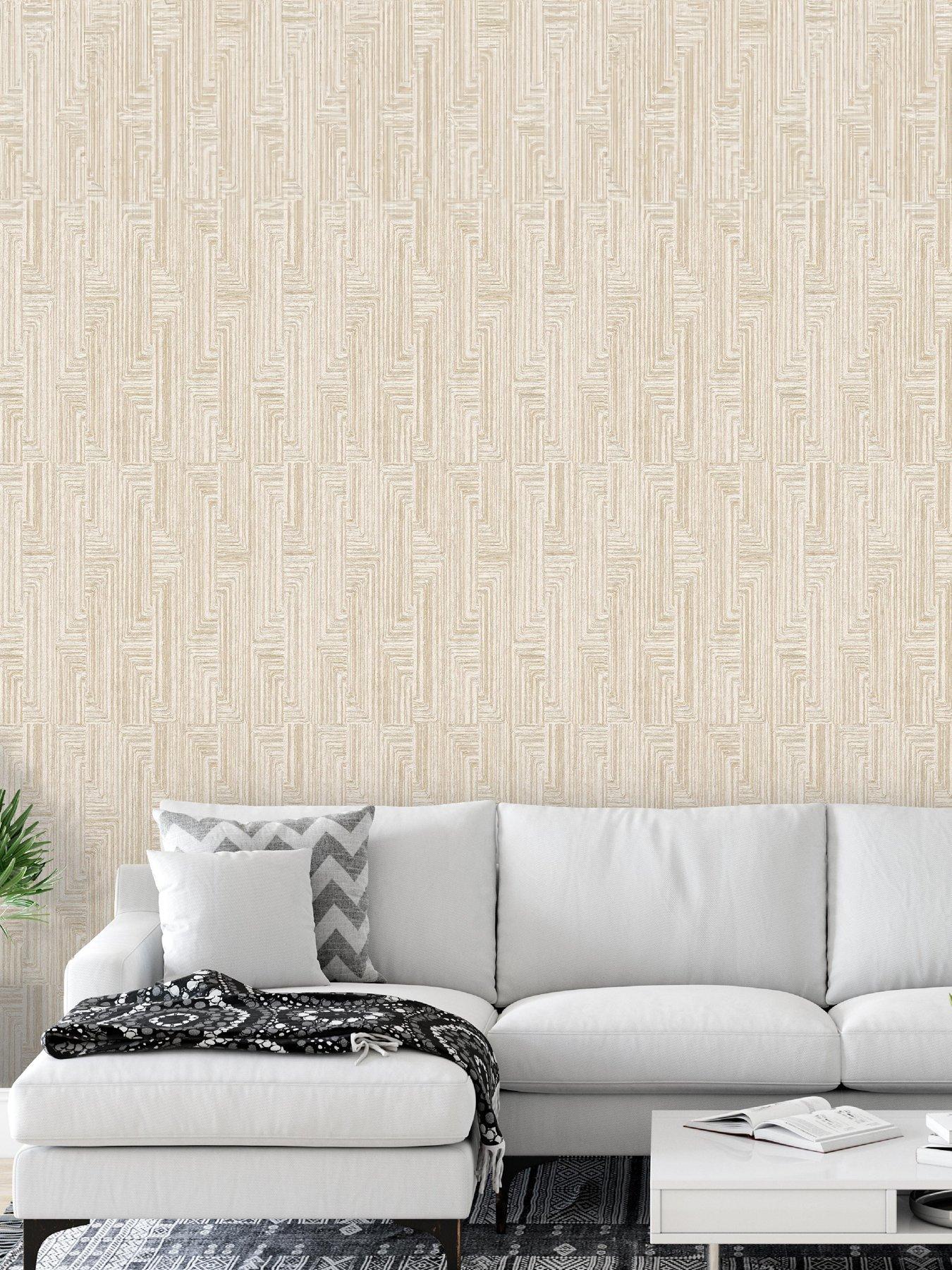 undefined Santa Fe Retro String Motif Wallpaper - Beige