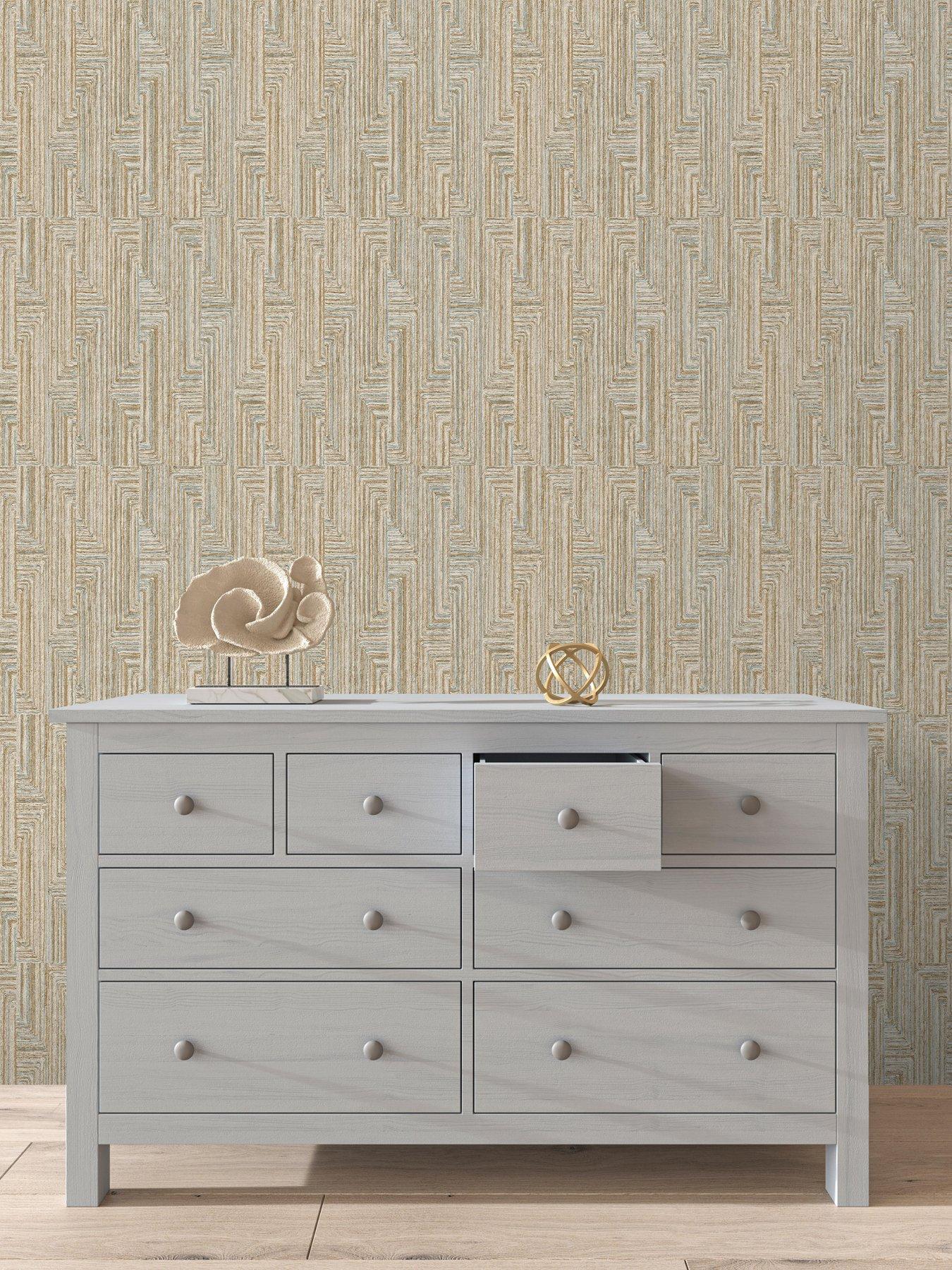 Image 1 of 5 of Design ID Santa Fe Retro String Motif Wallpaper in Gold