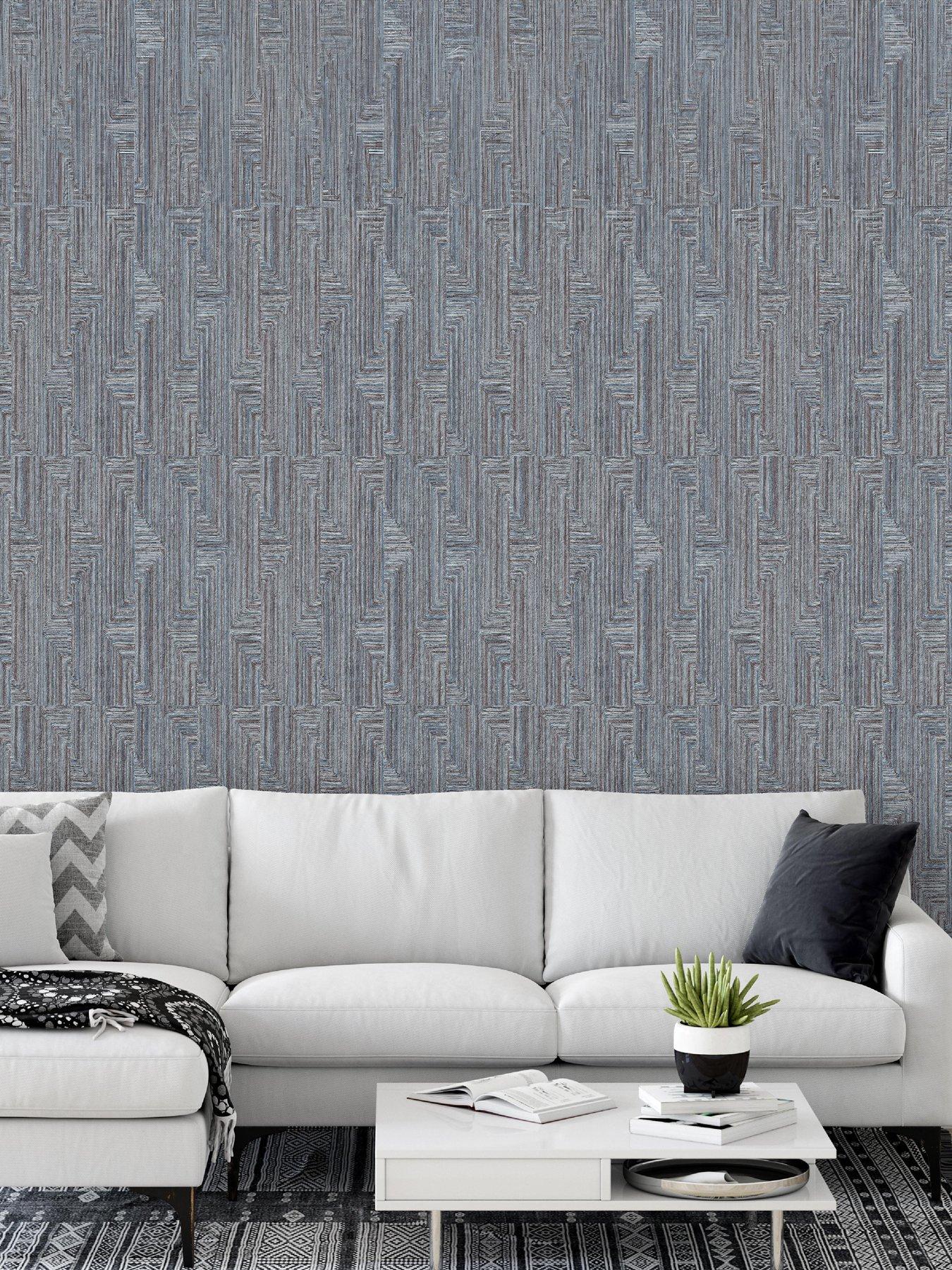 undefined Santa Fe Retro String Motif Wallpaper in Navy