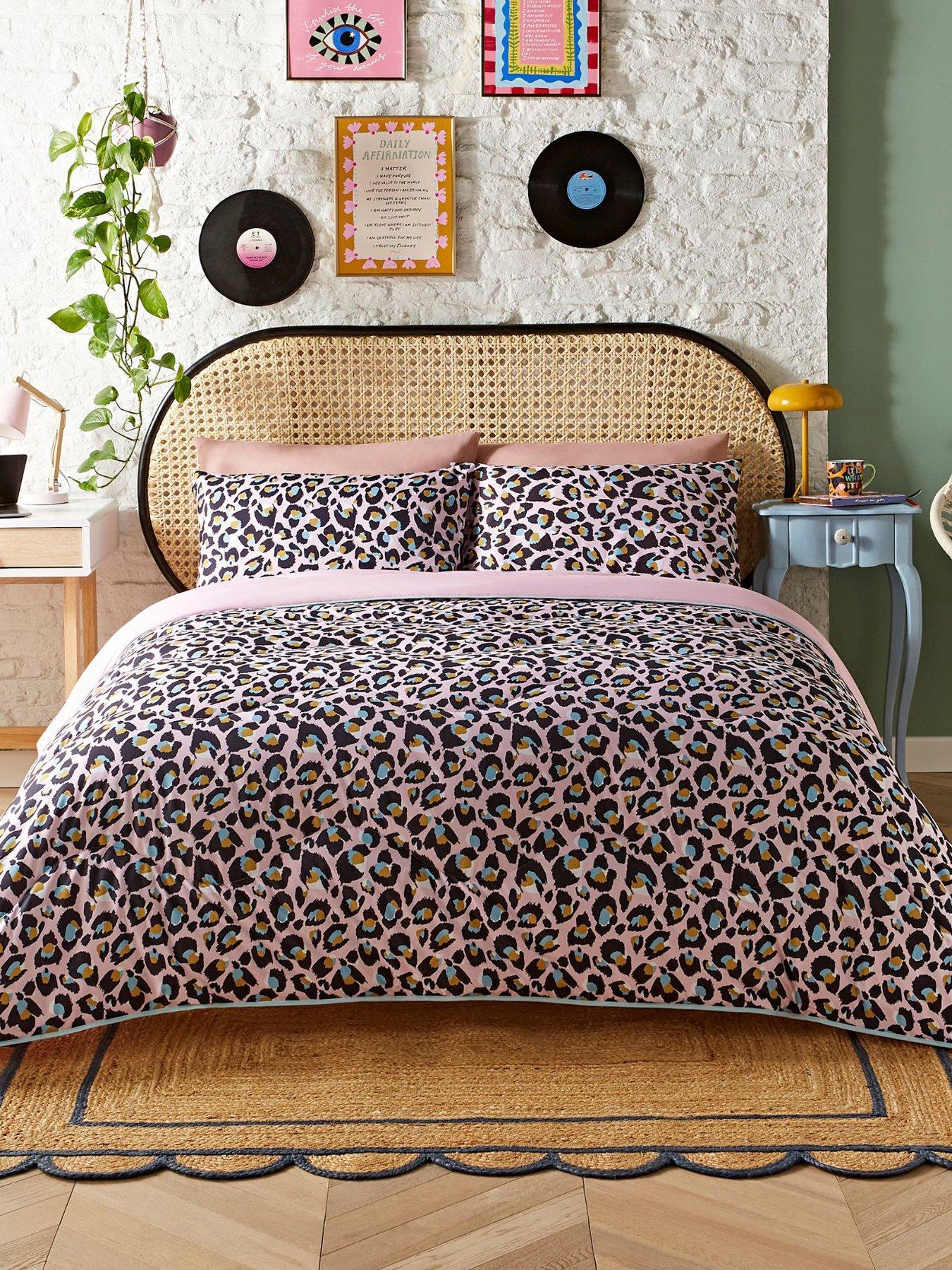 Image 1 of 8 of Night Lark Eleanor Bowmer Pink Leopard Coverless Duvet includes Pillowcases