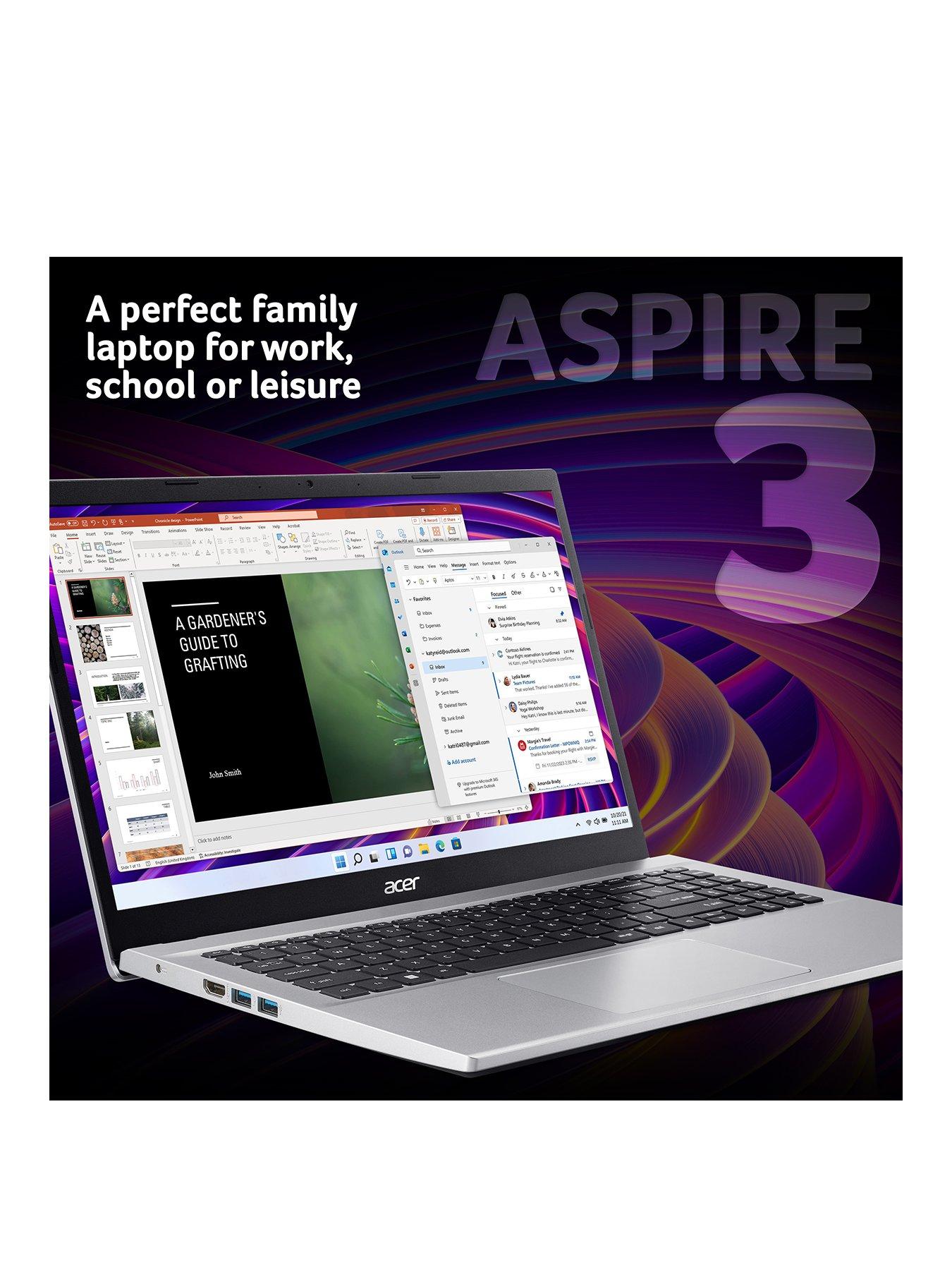 Image 2 of 7 of Acer Aspire 3 A315-59 Laptop - 15.6in FHD, Intel Core i7-1255U, 16GB RAM, 512GB SSD - Silver