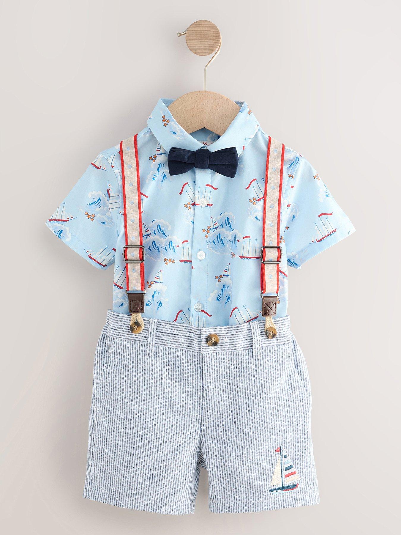 undefined Boys 3 Piece Shirt, Bow Tie And Shorts Set - Blue