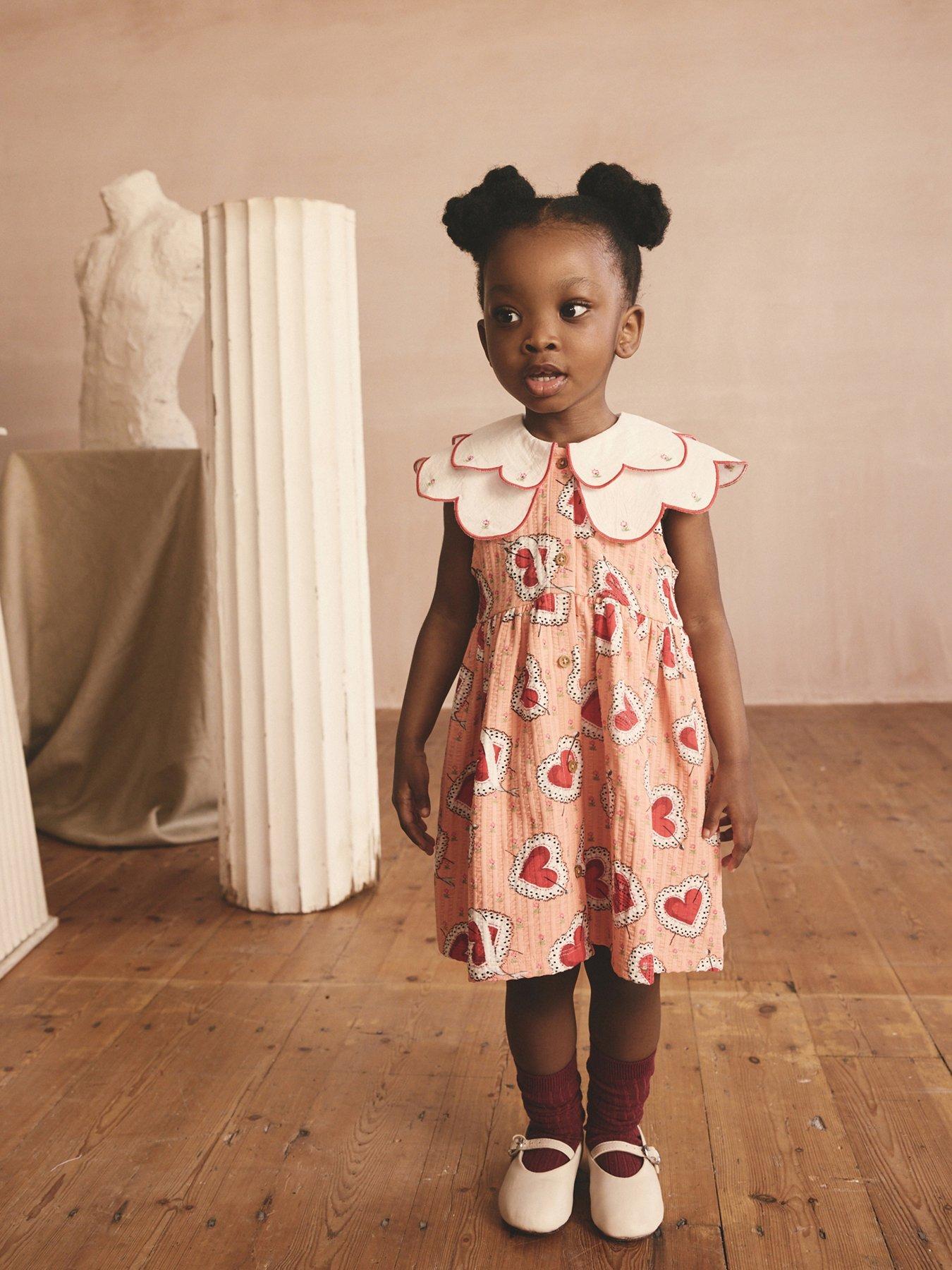 undefined Girls Double Collar Dress - Pink