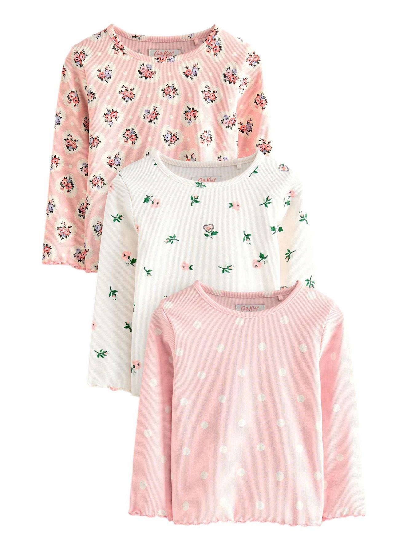 undefined 3 Pack Long Sleeve Ribbed T-Shirts - Pink